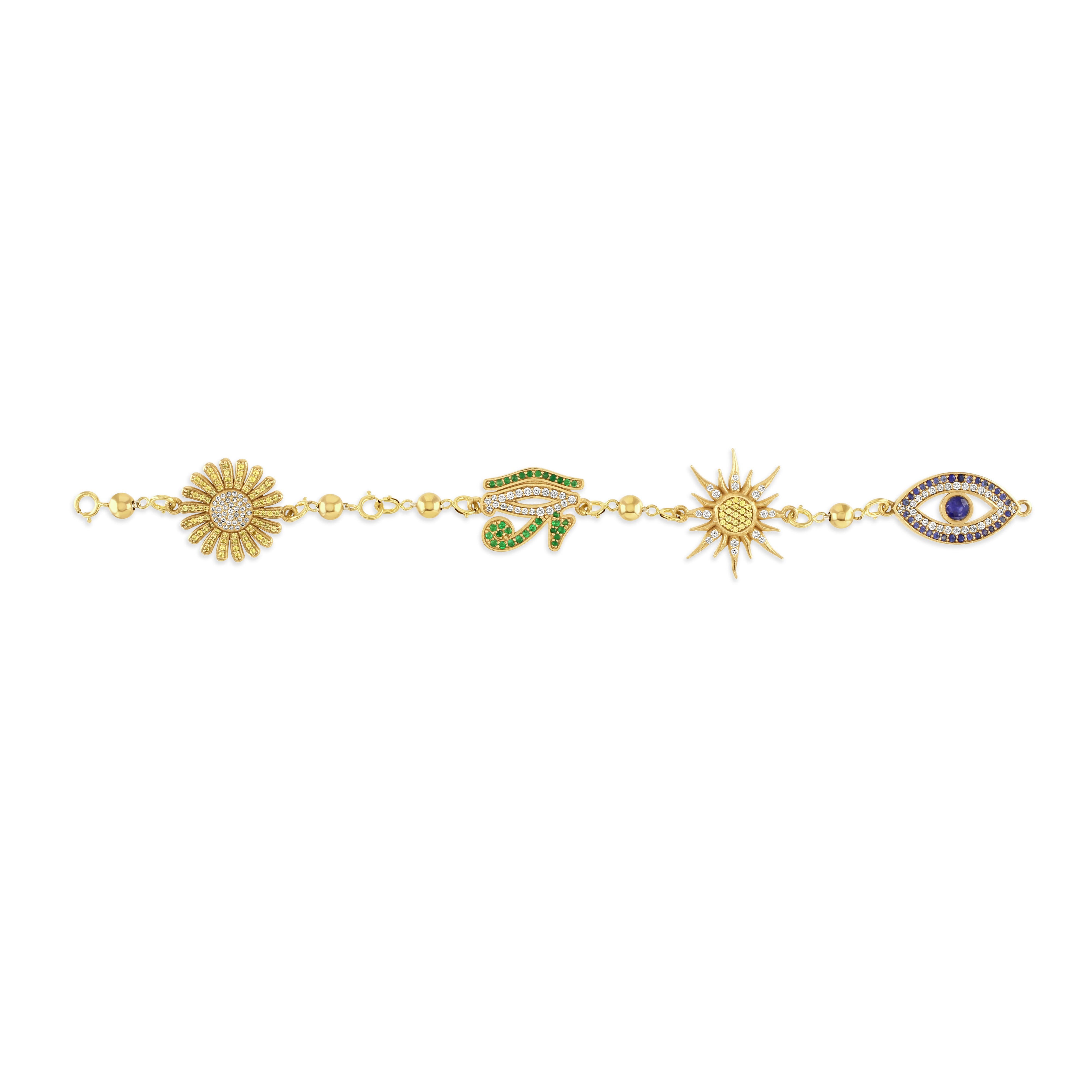 Multi-Energy 18ct Gold Charm Bracelet