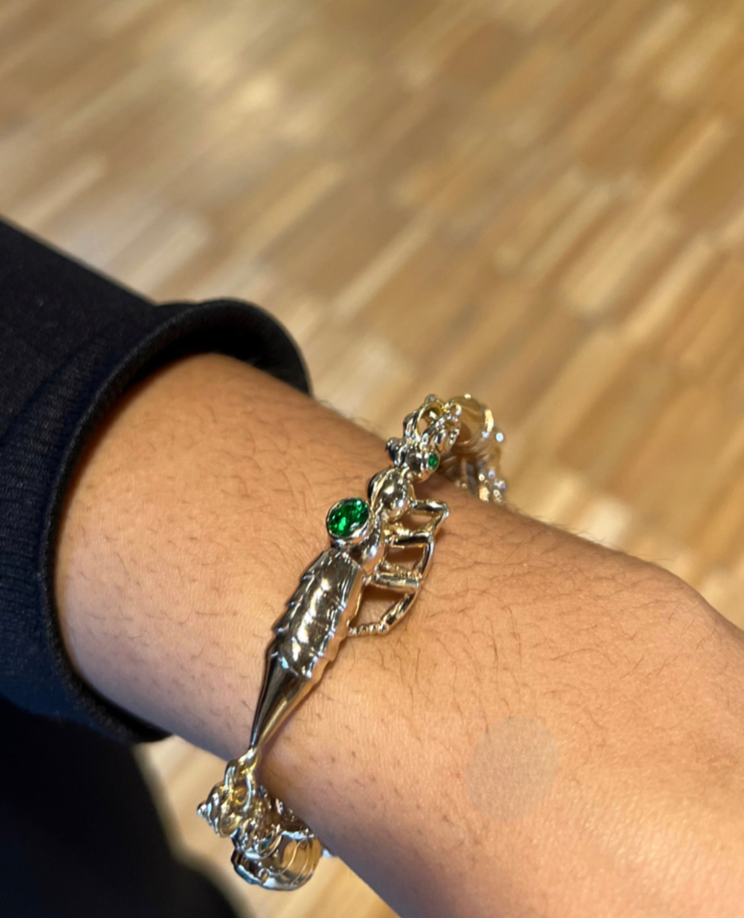 Sterling Silver Multi–African Rove beetle bracelet