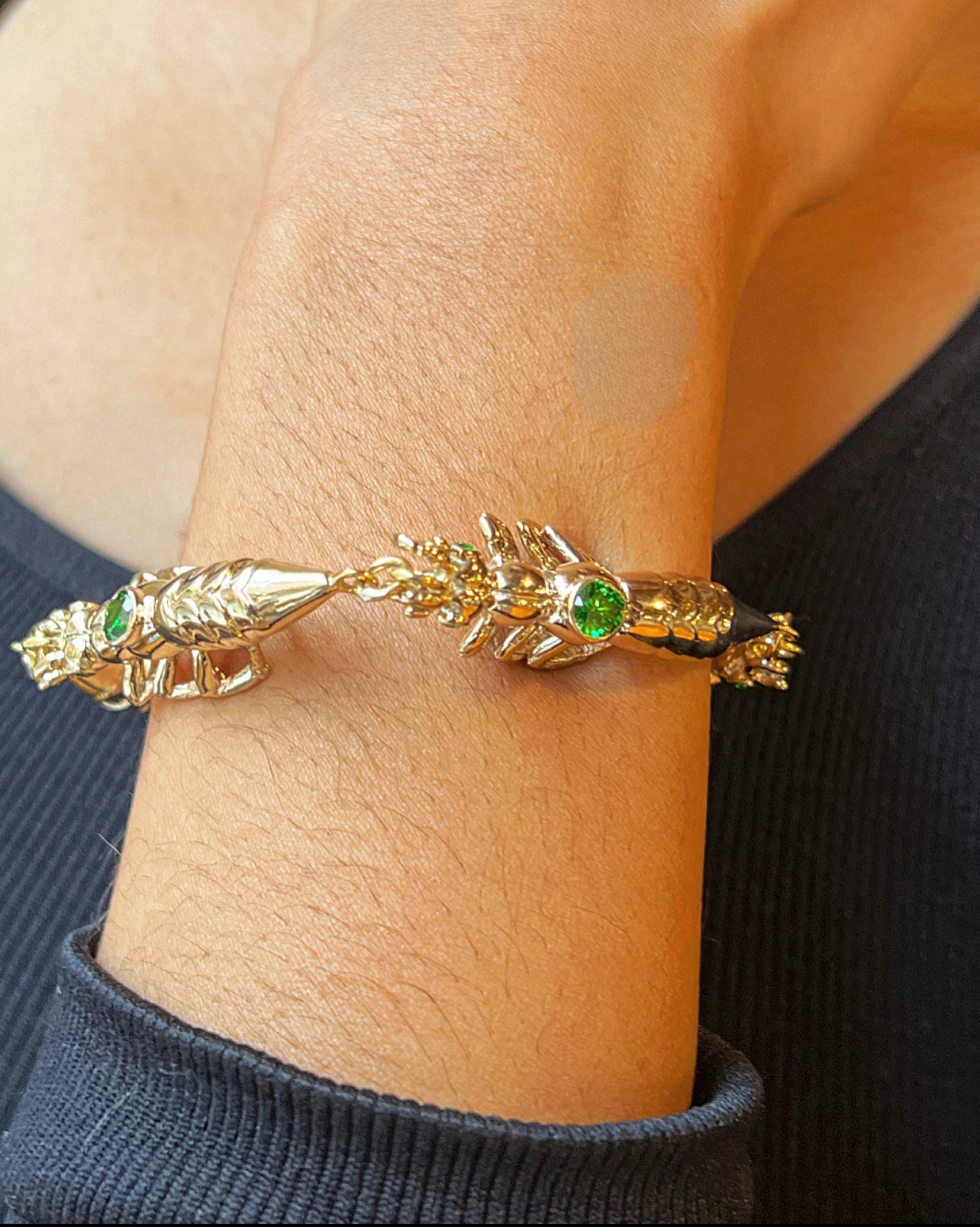 Sterling Silver Multi–African Rove beetle bracelet