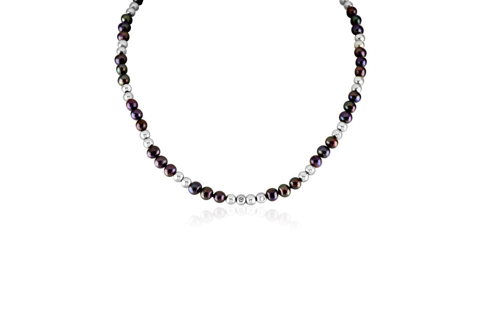 Peacock Pearl & 18ct Gold Double Bead Necklace