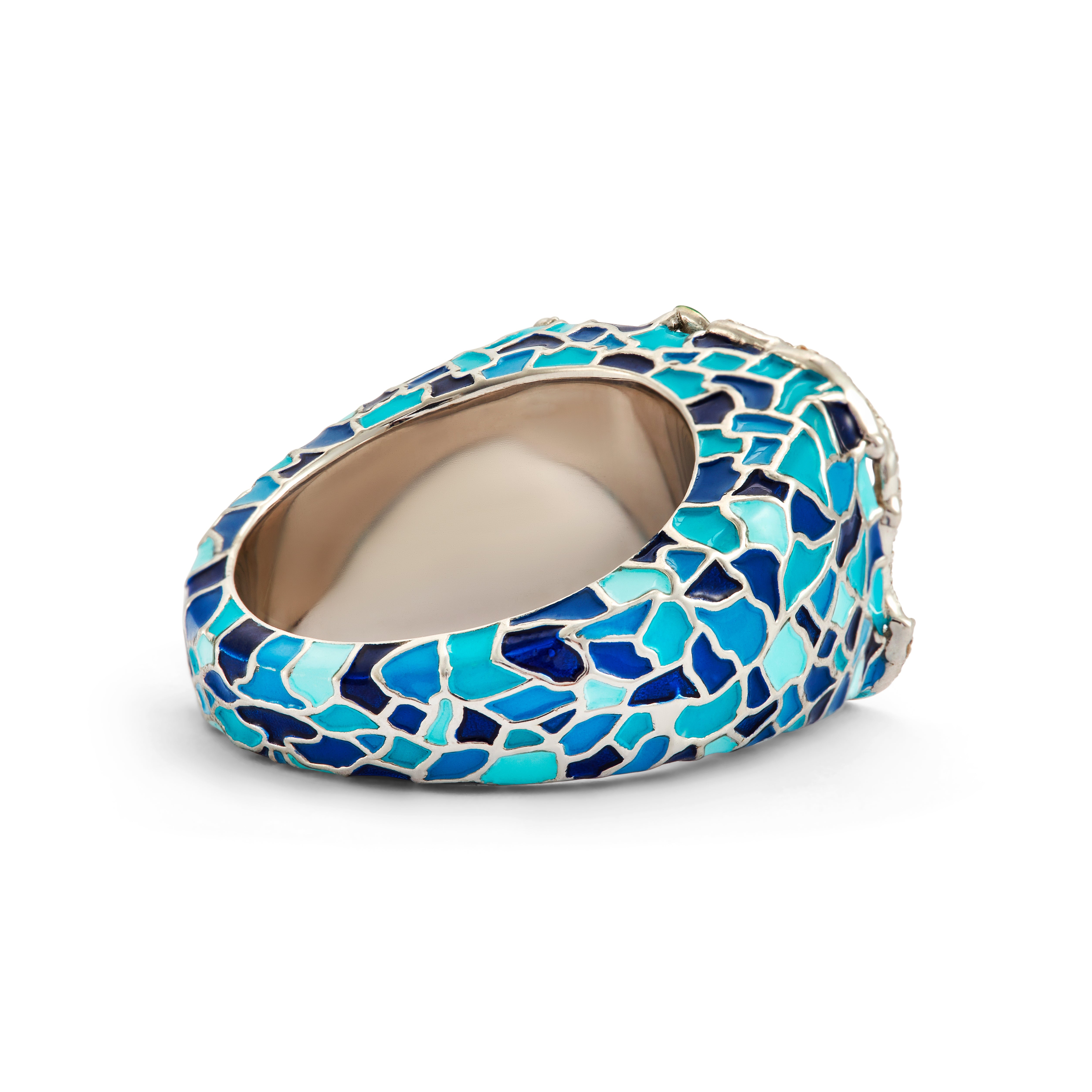 Jungle Splash Cloisonné’ Enamel Sterling Silver Ring