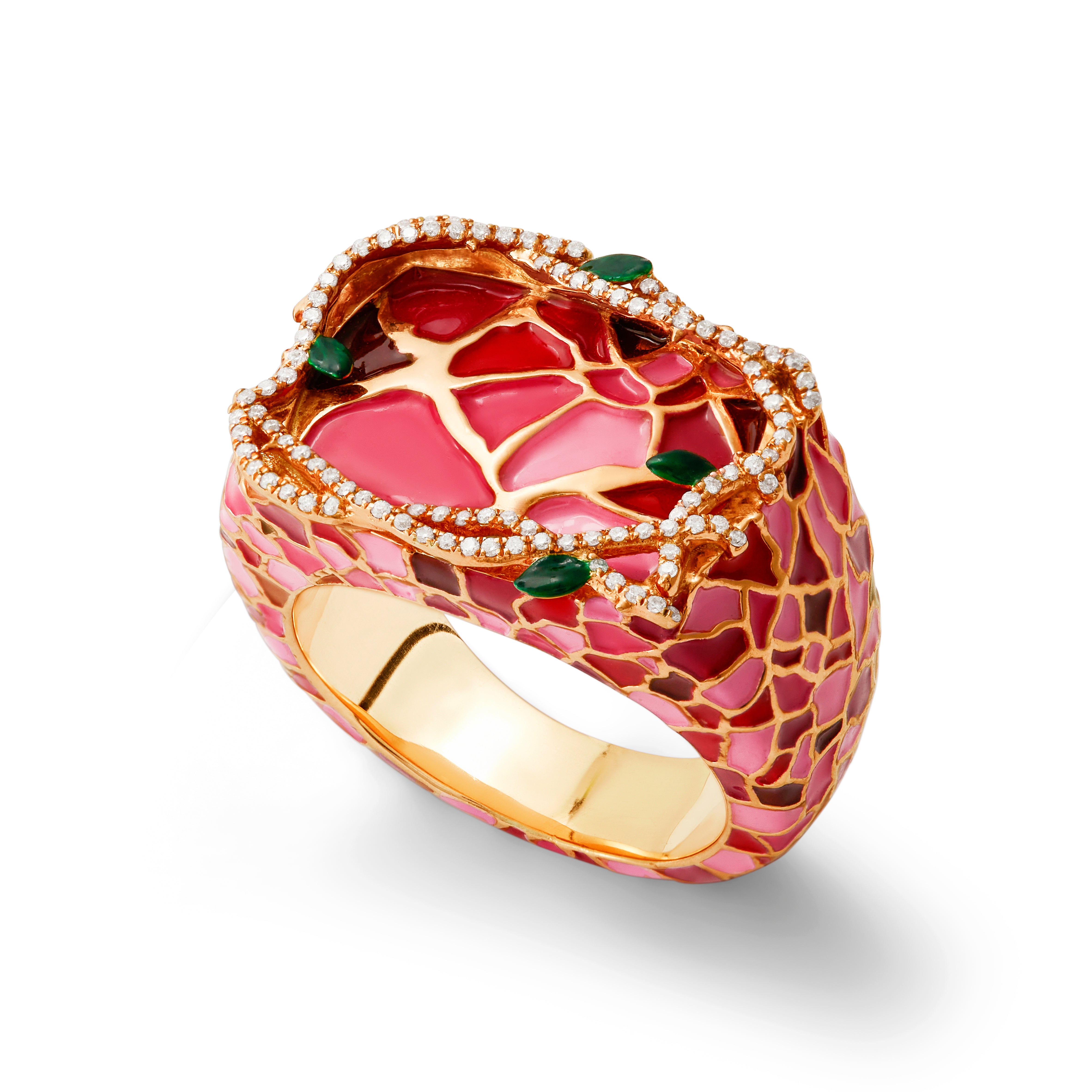Jungle Splash Cloisonné’ Enamel Diamond Ring