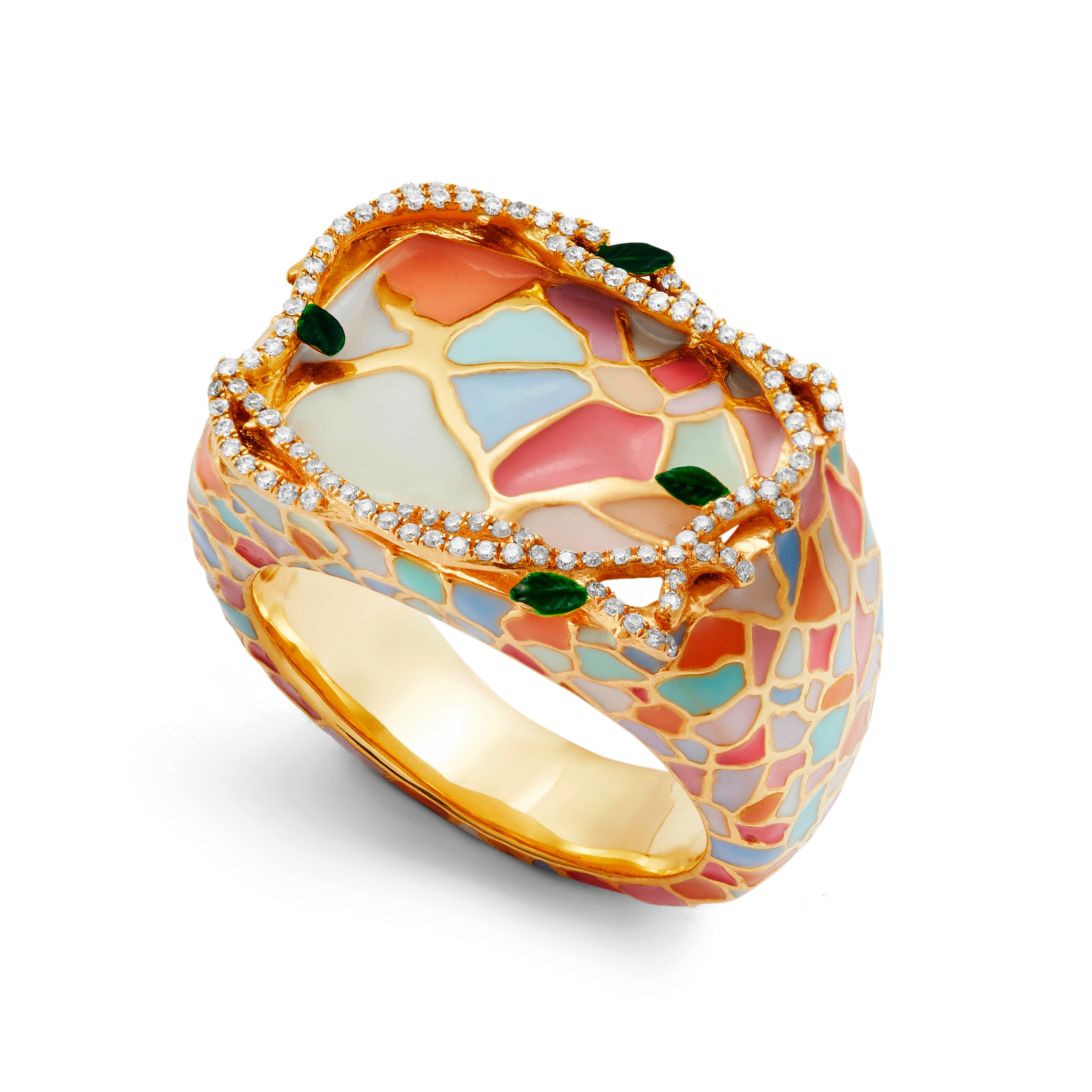 Jungle Splash Cloisonné’ Enamel Diamond Ring Special Edition