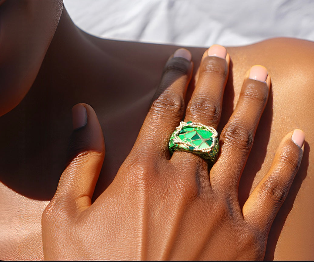 Jungle Splash "Avocado Green" Enamel Ring