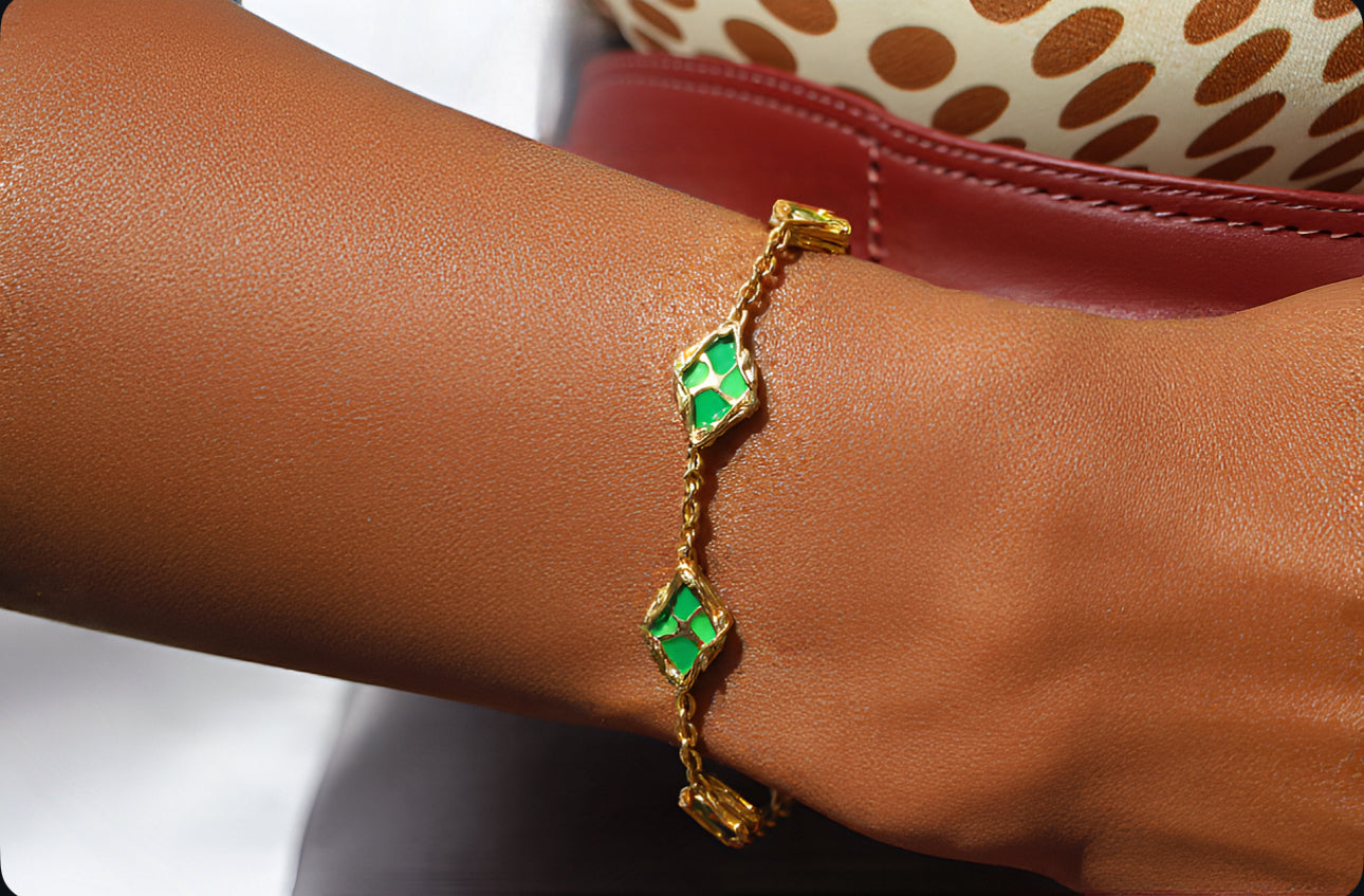 Jungle Splash "Avocado Green" Enamel Bracelet