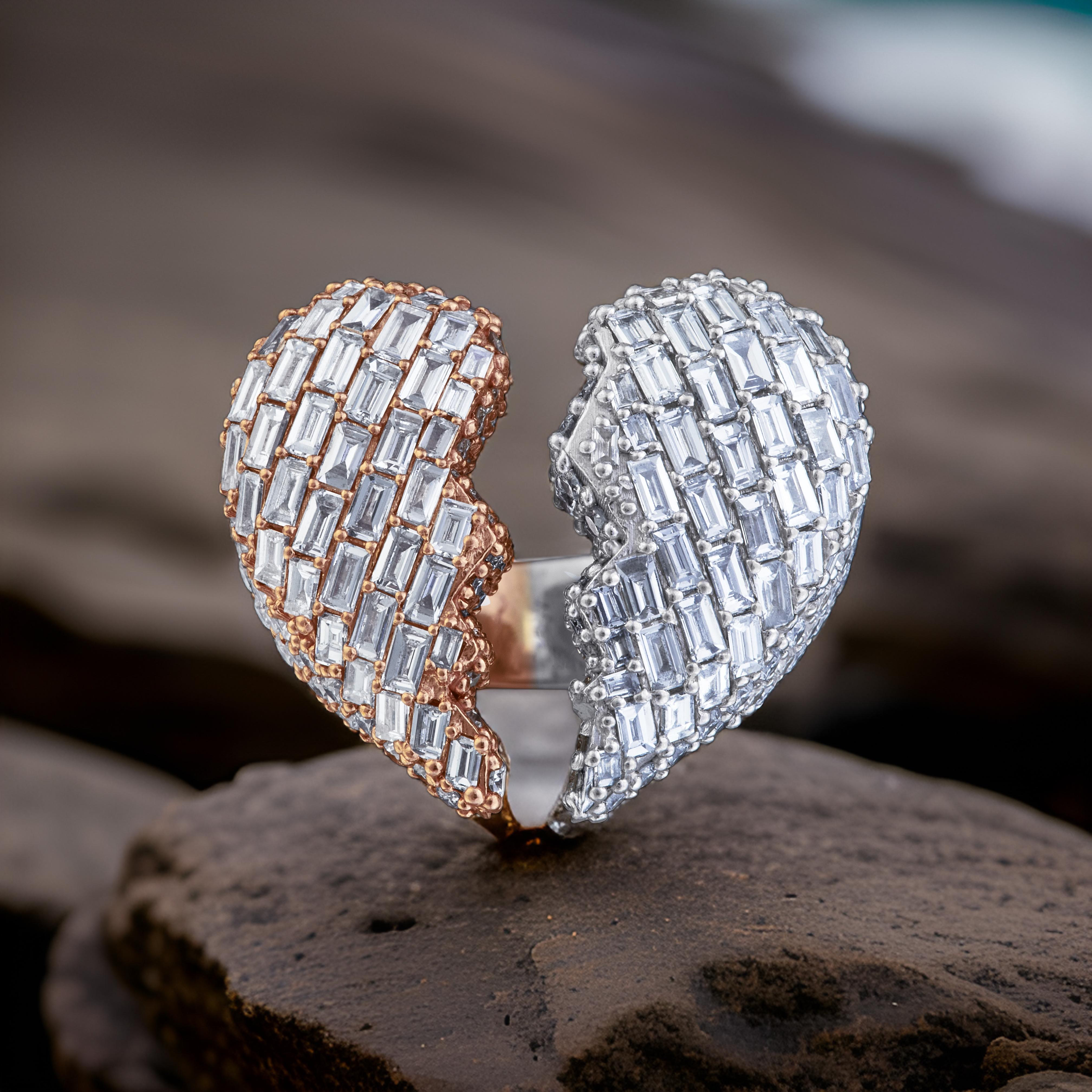 Bagguette Broken Heart 18ct Gold Diamond Ring