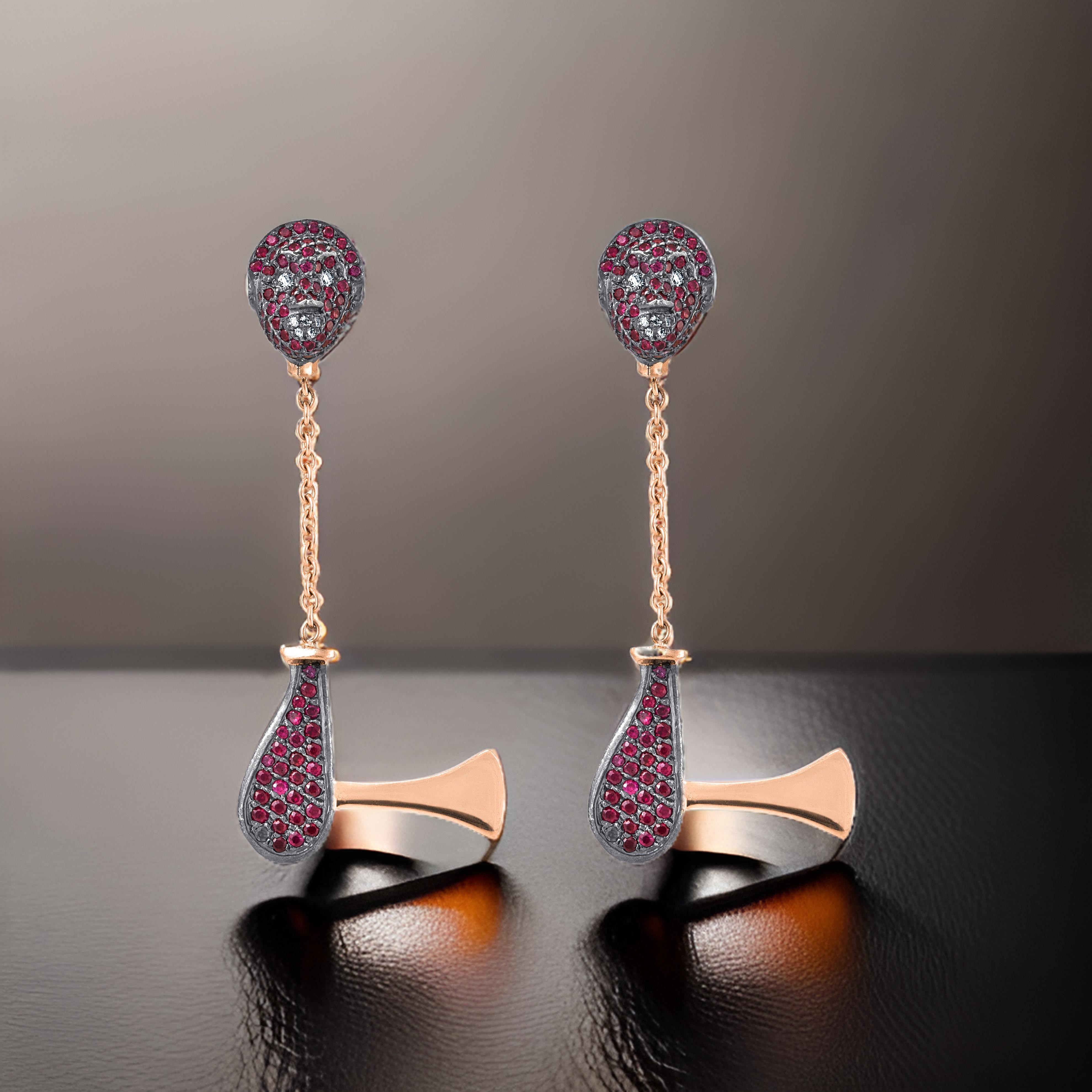 Warrior 18ct Gold Gemstone Earrings (AXE edition)
