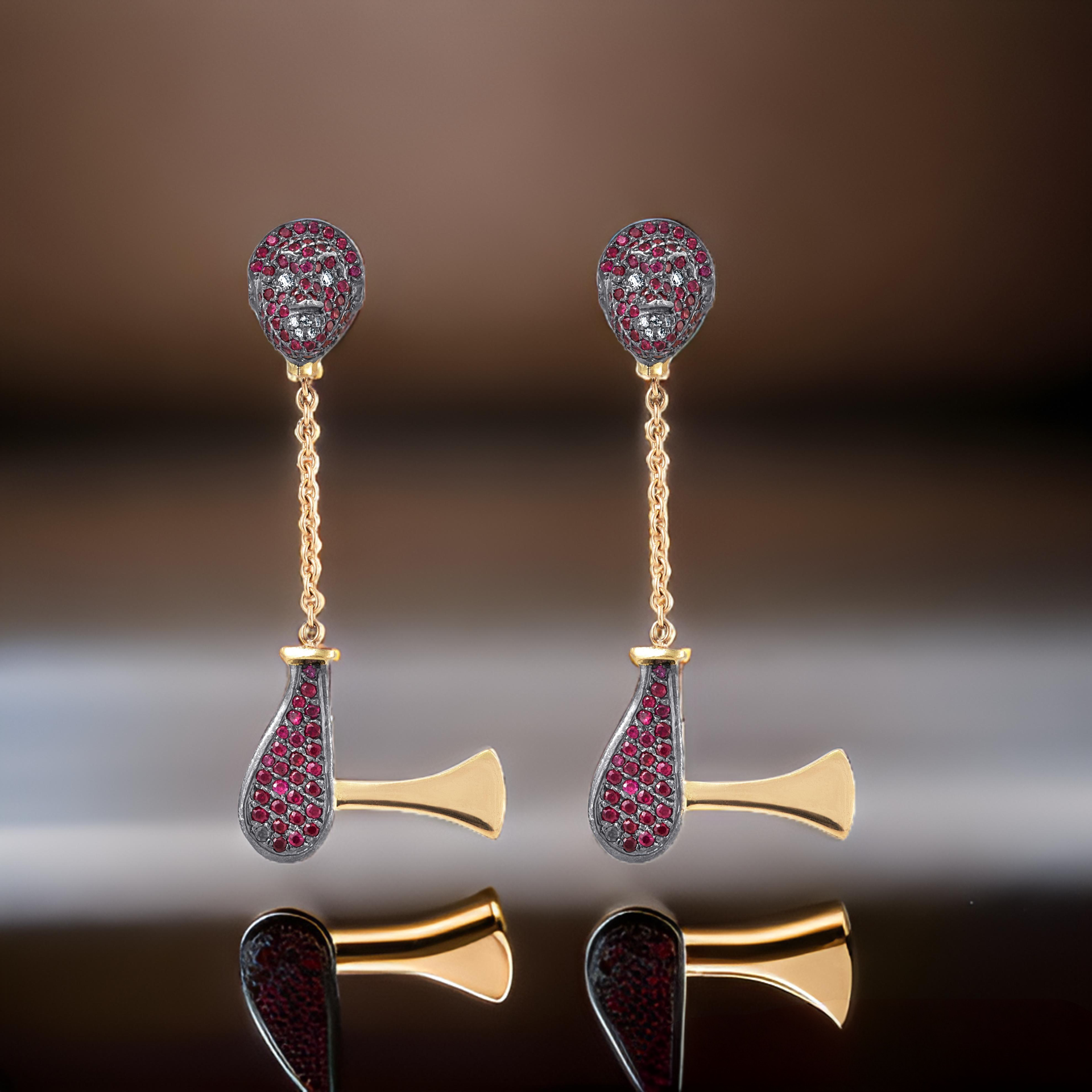 Warrior 18ct Gold Gemstone Earrings (AXE edition)
