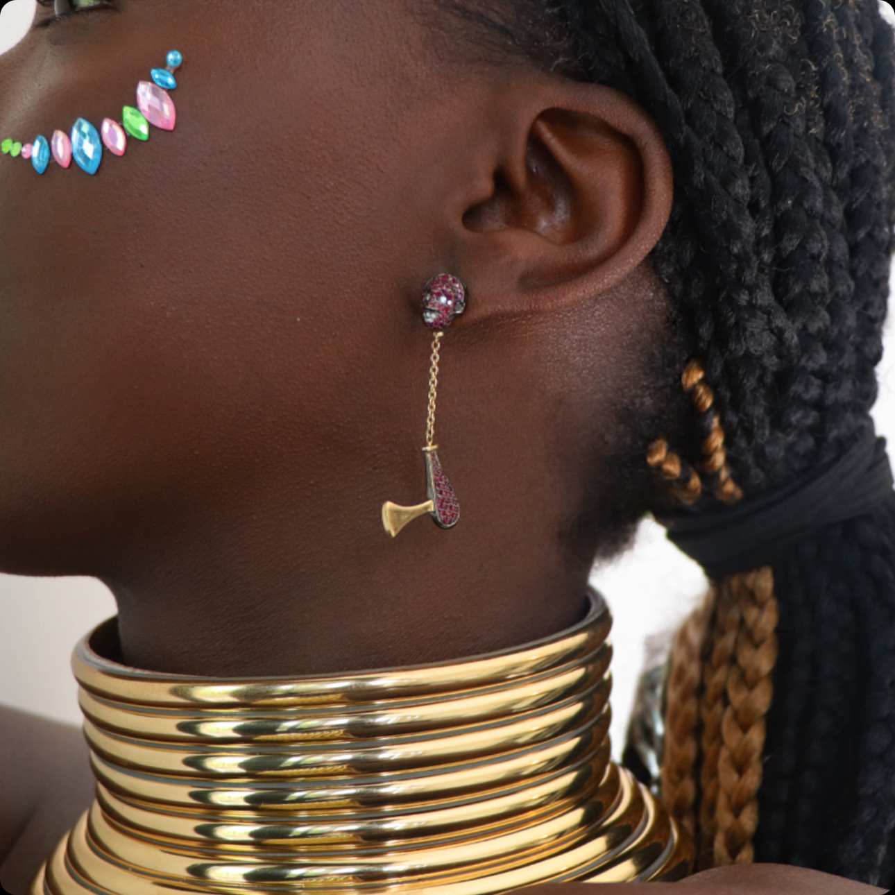 Warrior 18ct Gold Gemstone Earrings (AXE edition)