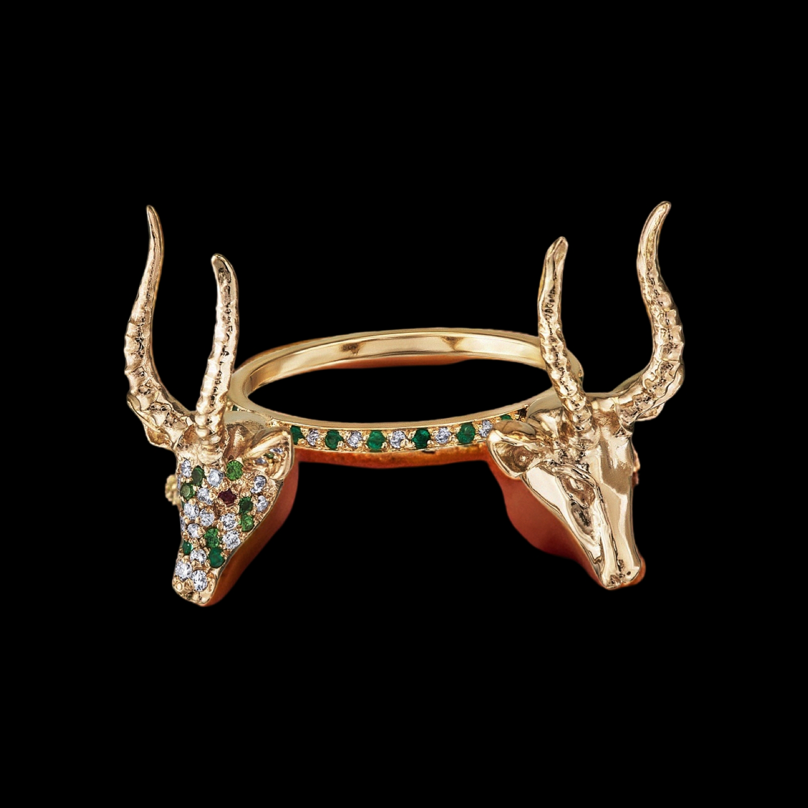 Three Head Jungle Safari 18ct Gold Rings Set