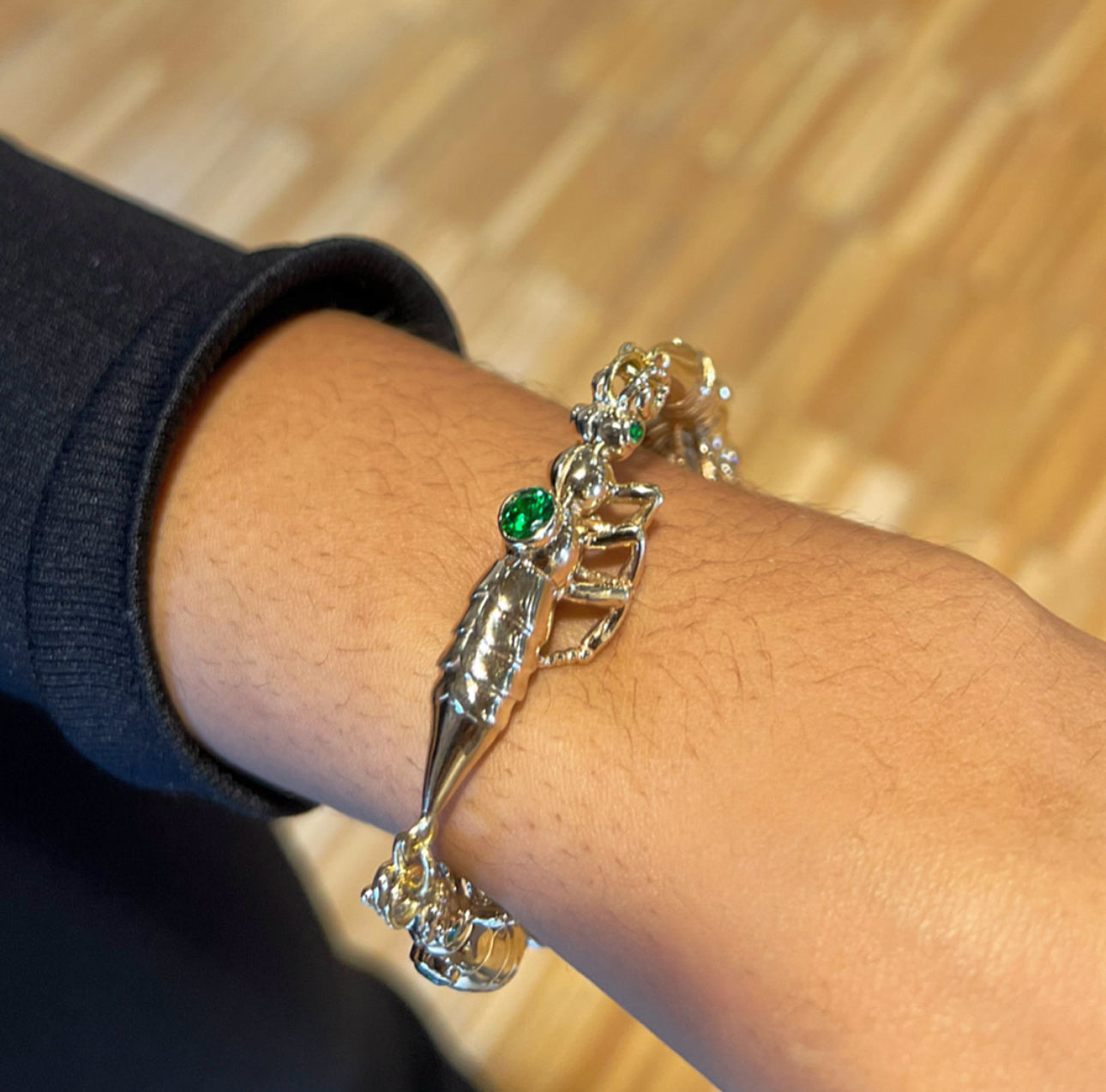 Sterling Silver Multi–African Rove beetle bracelet