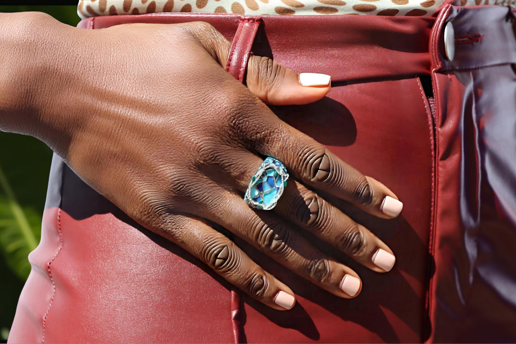 Jungle Splash Cloisonné’ Enamel Diamond Ring