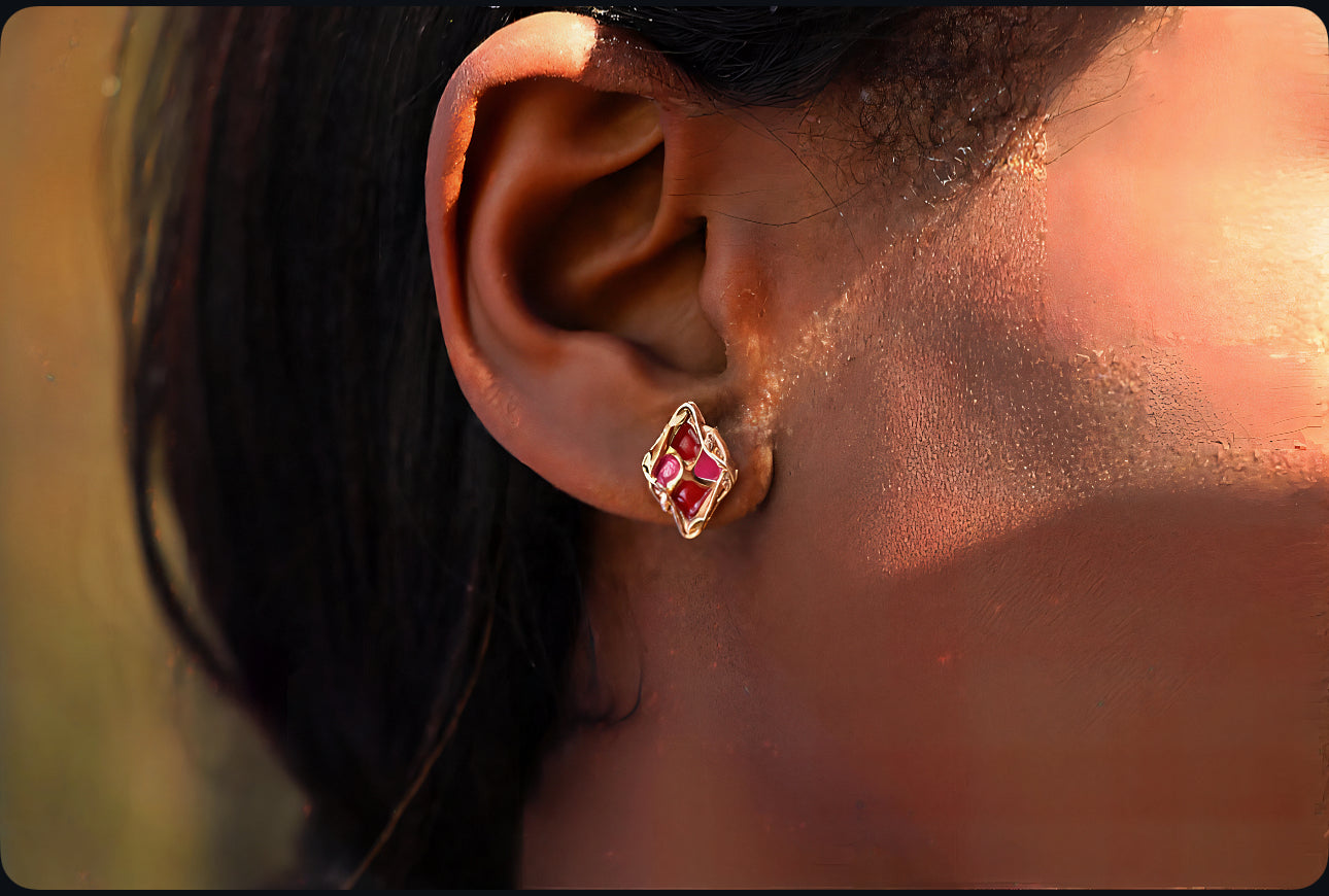 Jungle Splash Cloisonné’ Enamel Stud Earrings