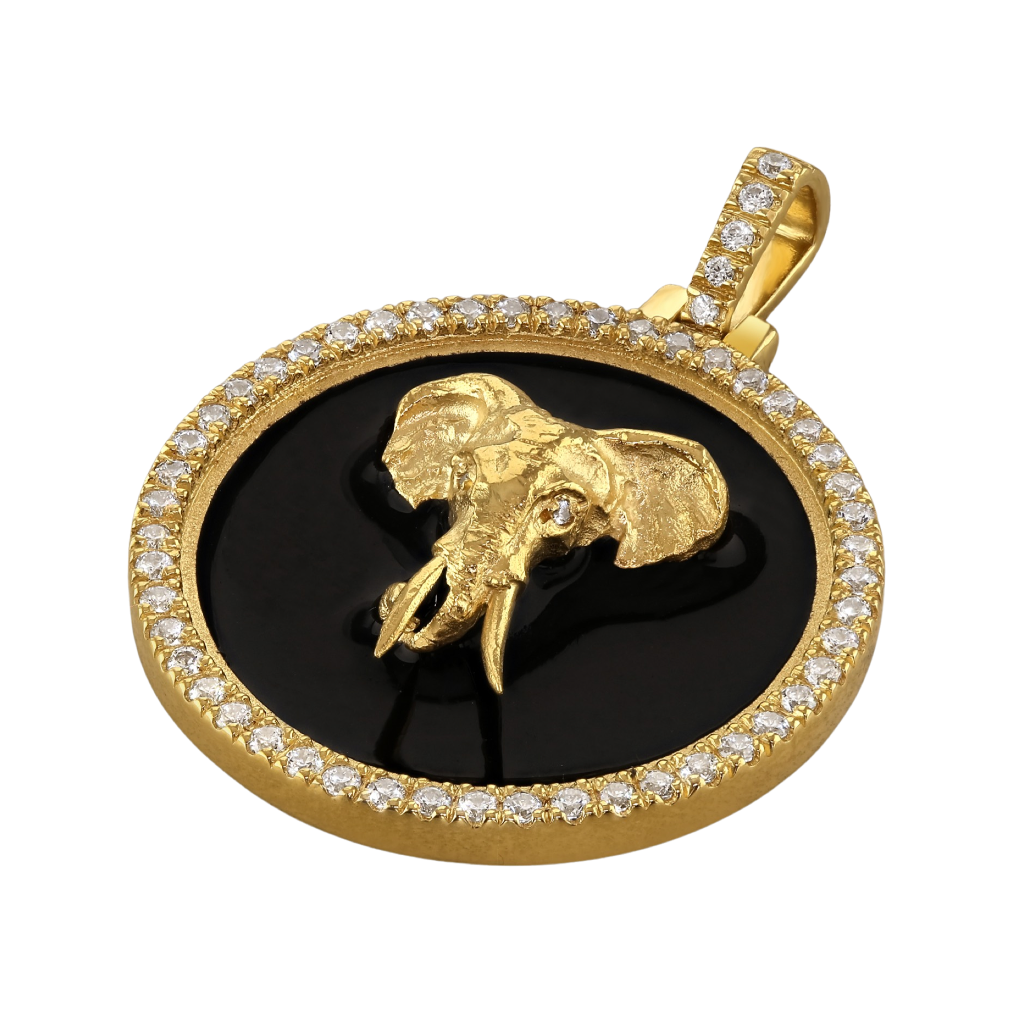 Safari Elephant Medallion 18ct Gold Pendant