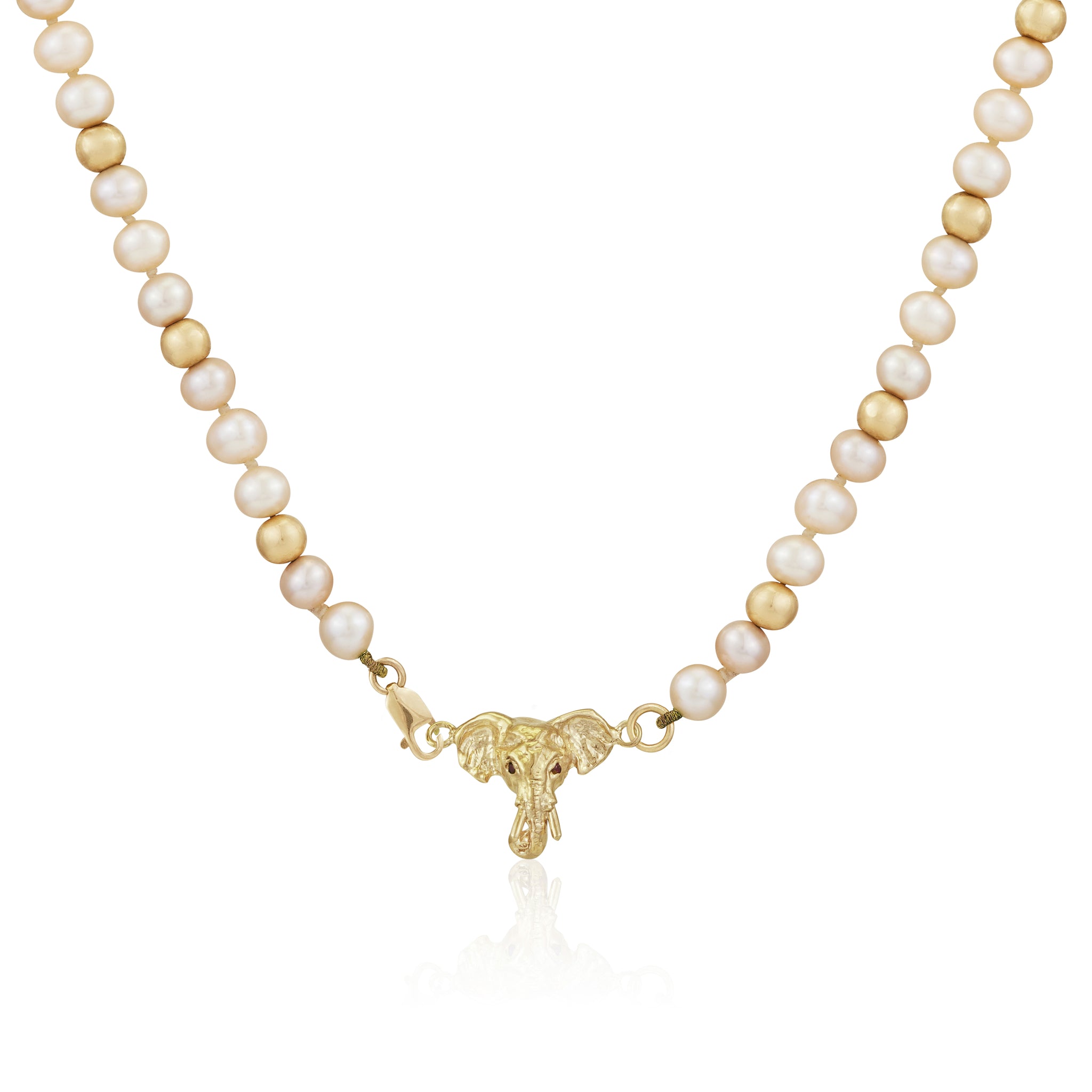 Pink Pearl & 18ct Gold Beads Necklace