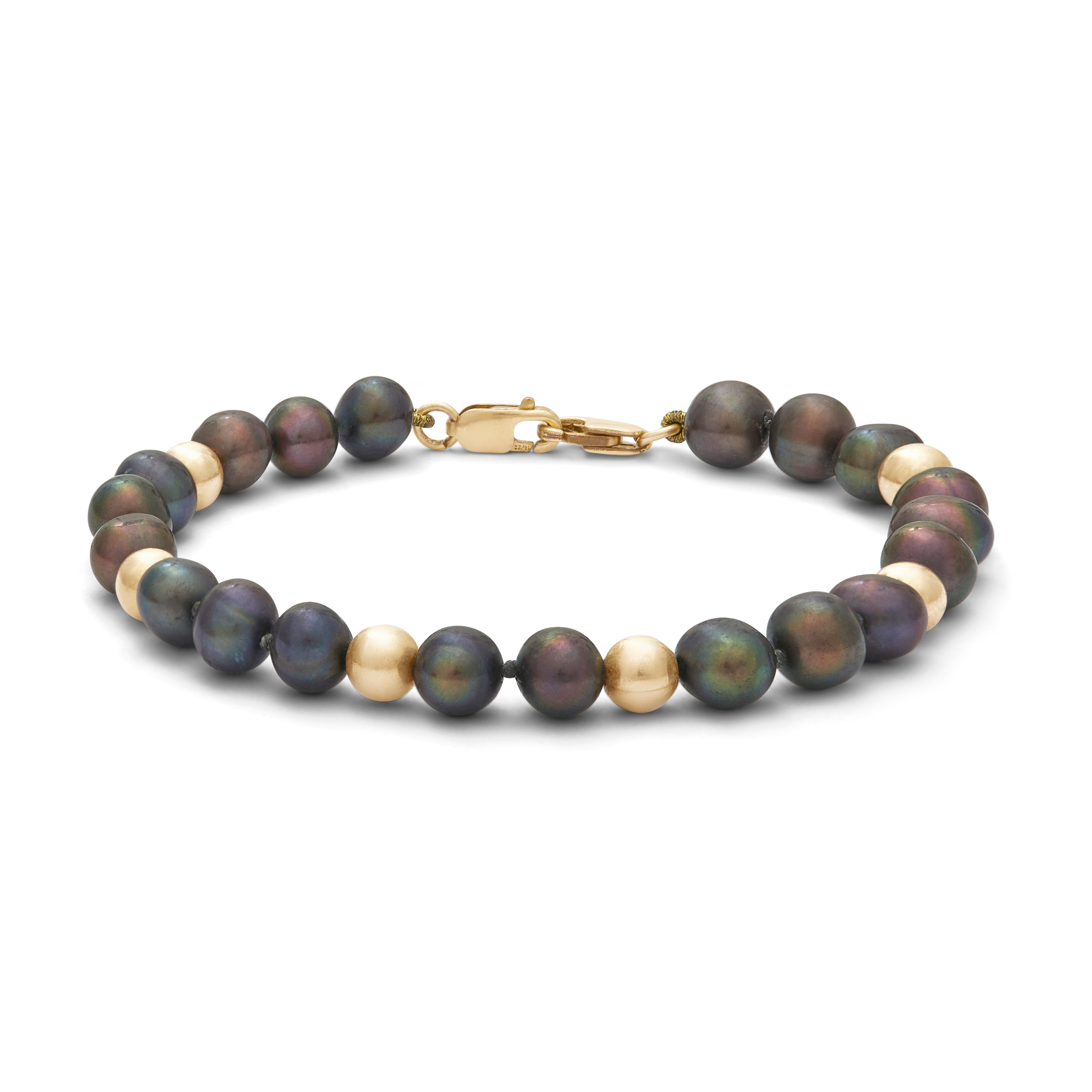 Peacock Pearl and Sterling Silver Bead bracelet
