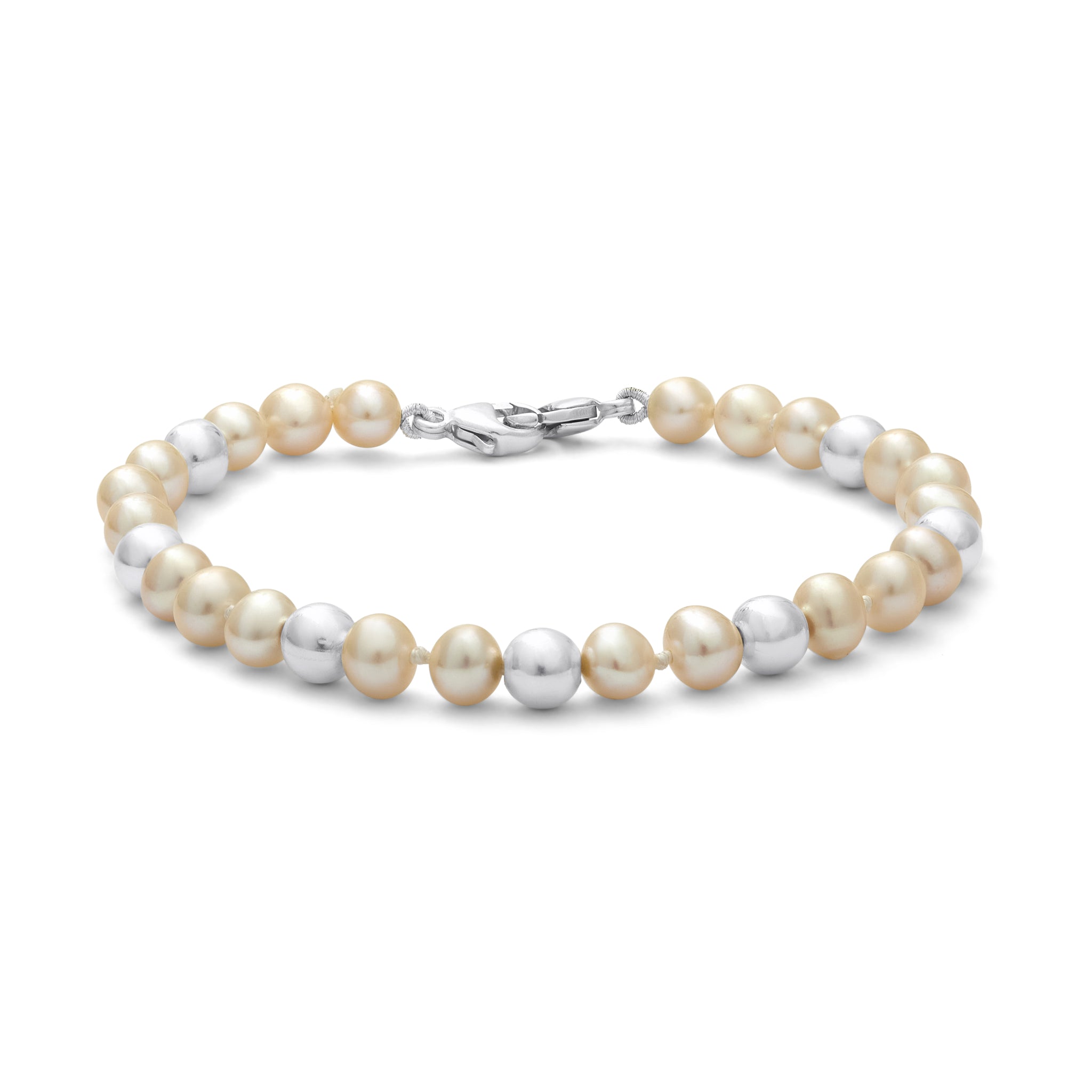 Pink Pearl and Sterling Silver bead bracelet