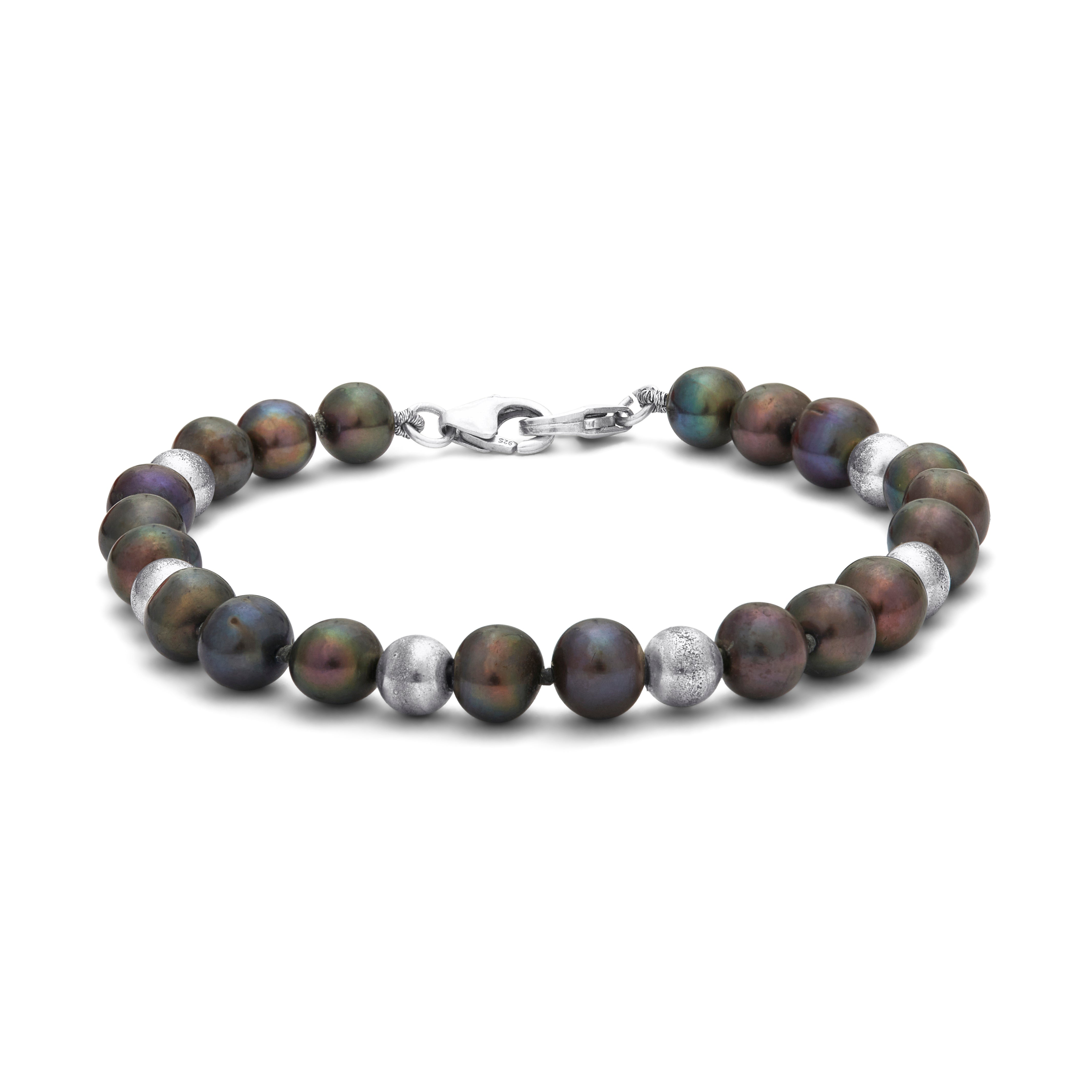 Peacock Pearl and Sterling Silver Bead bracelet