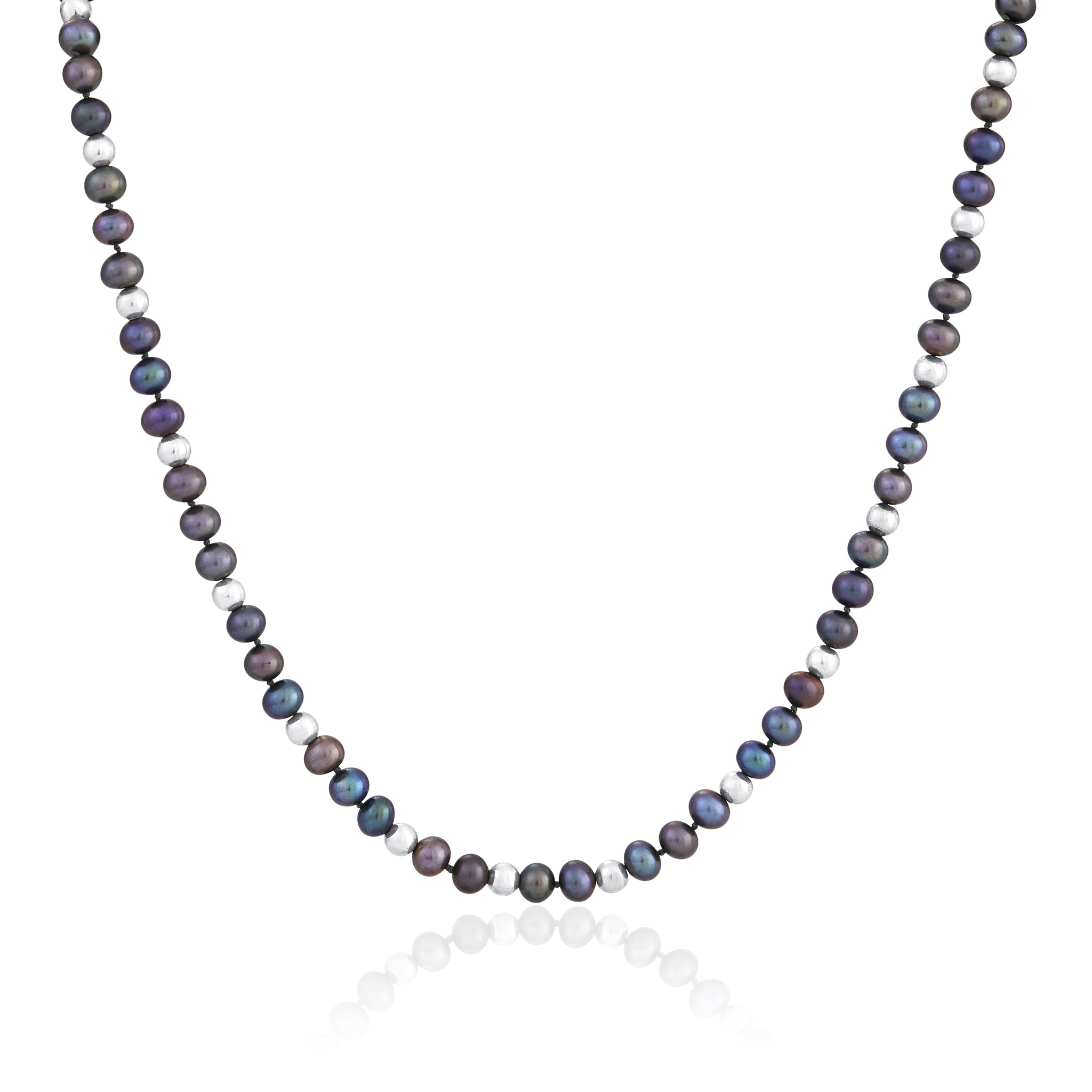 Peacock Pearl & 18ct Gold Bead Necklace