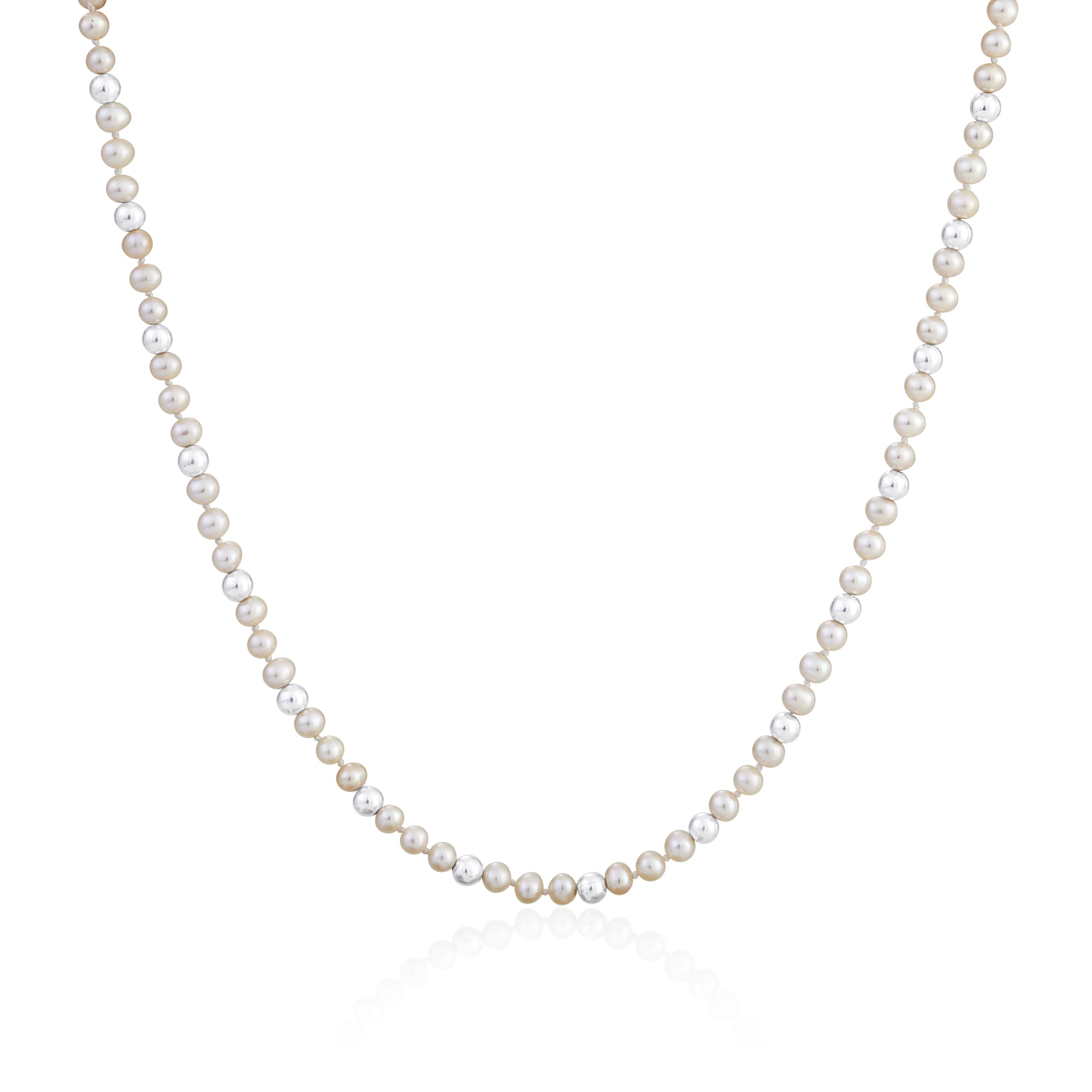 Pink Pearl & 18ct Gold Beads Necklace