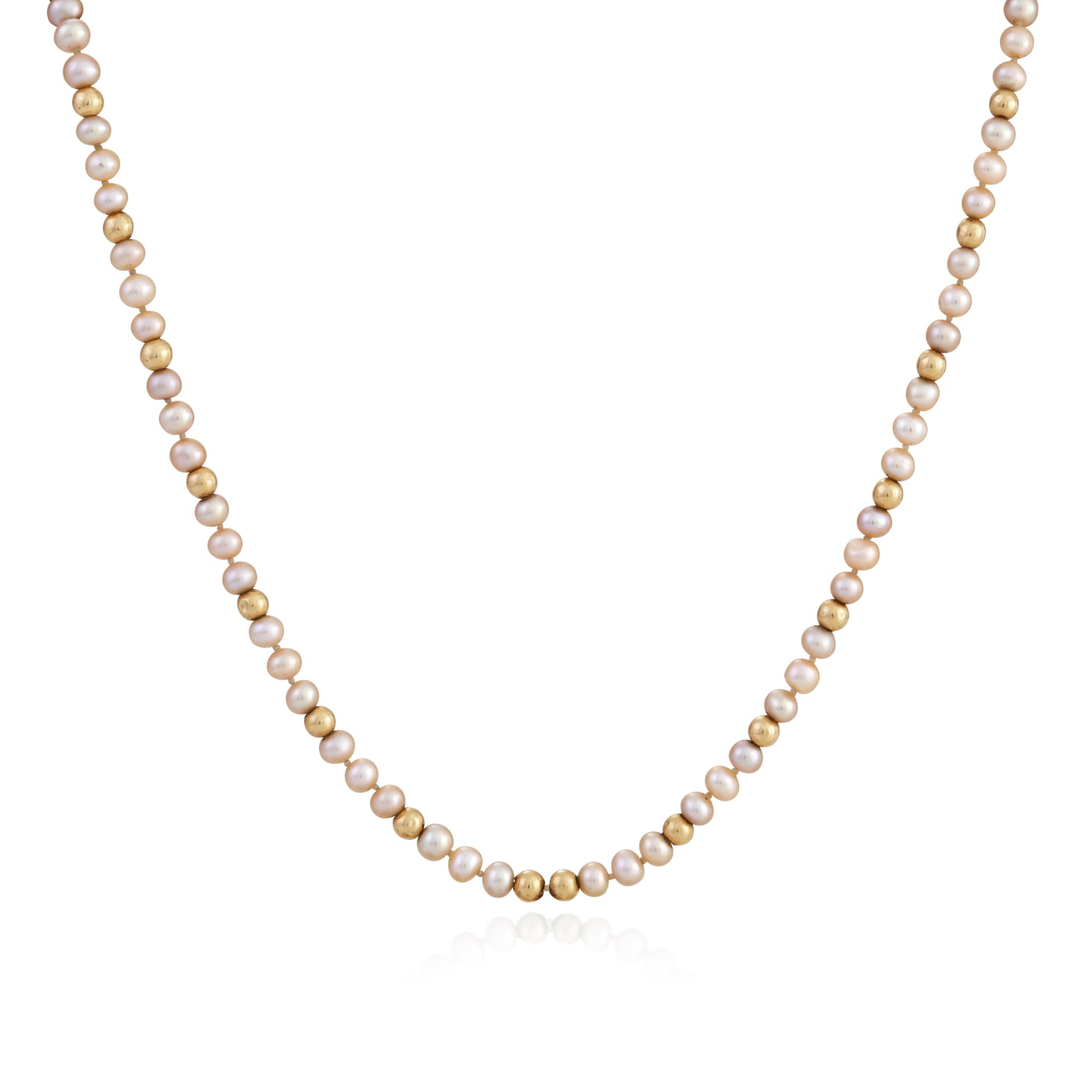 Pink Pearl & 18ct Gold Beads Necklace