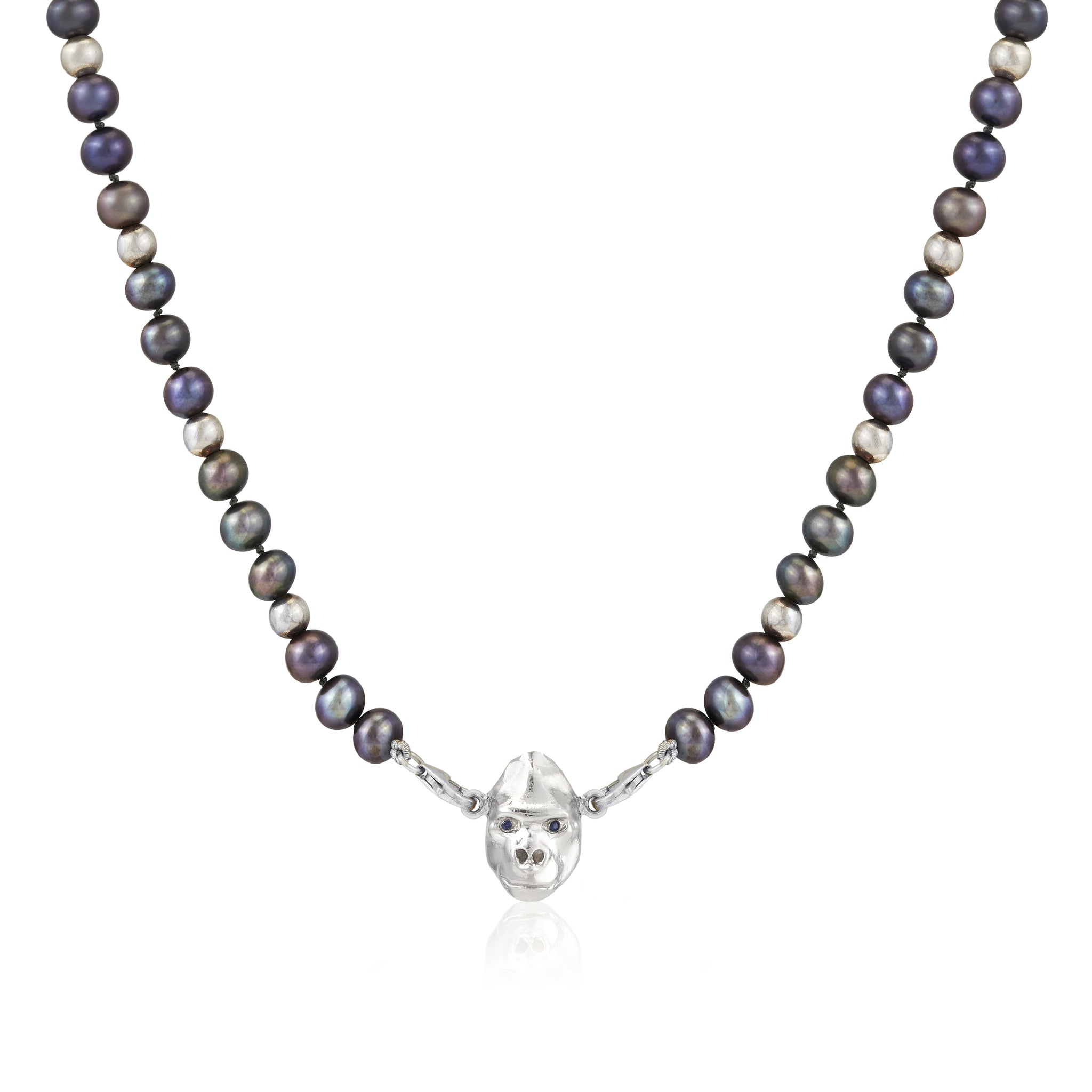 Peacock Pearl & 18ct Gold Bead Necklace