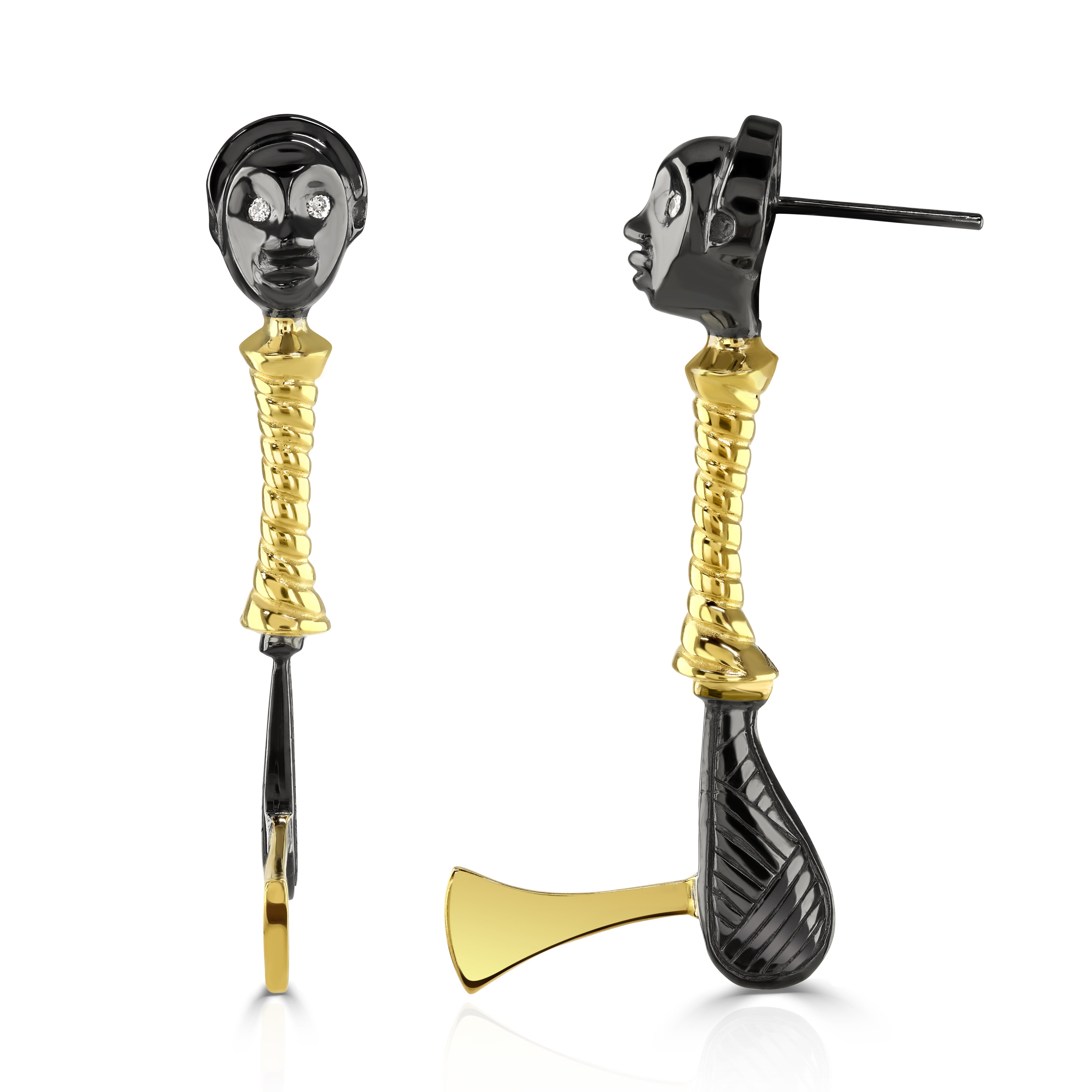 Warrior 18ct Gold Drop Earrings (AXE Edition)
