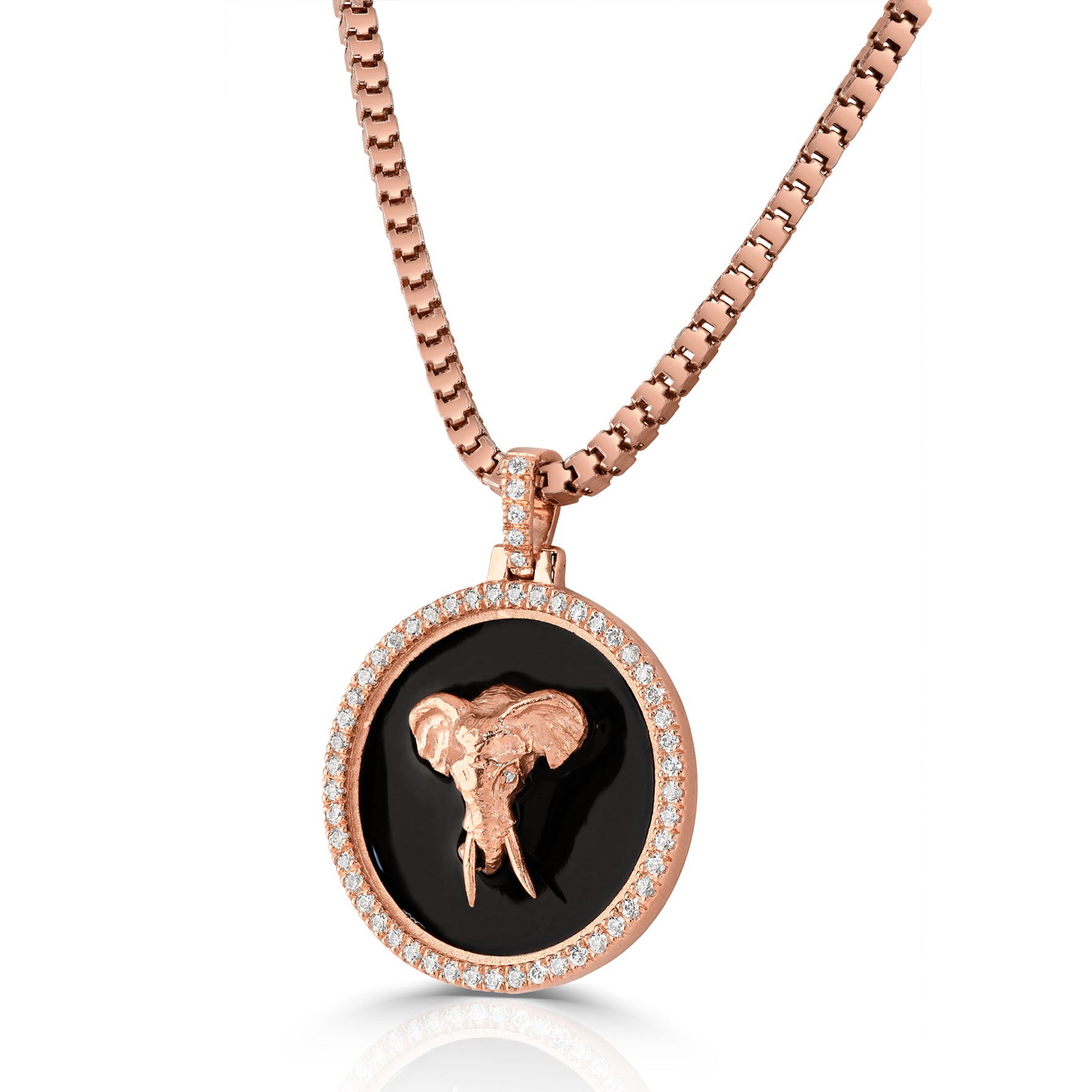 Safari Elephant Medallion 18ct Gold Pendant