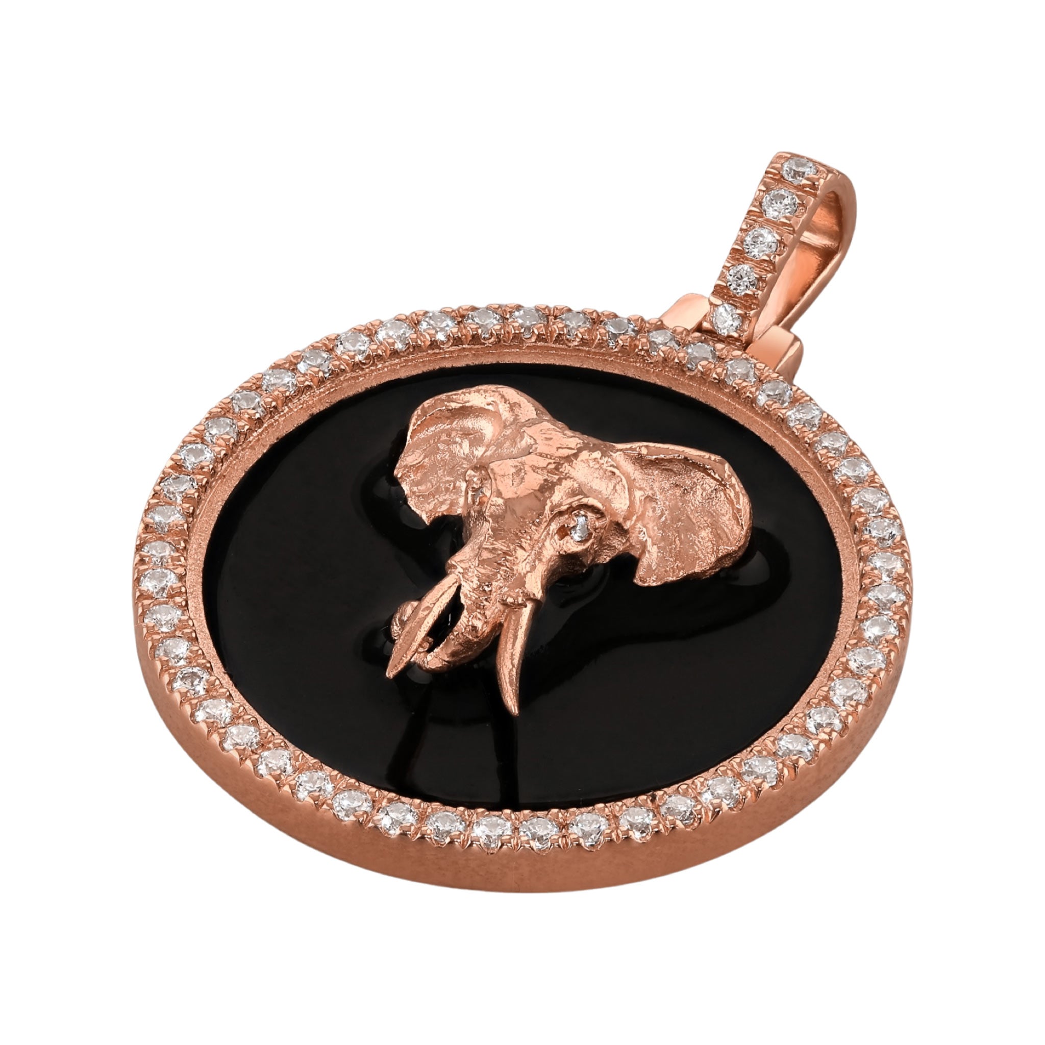 Safari Elephant Medallion 18ct Gold Pendant