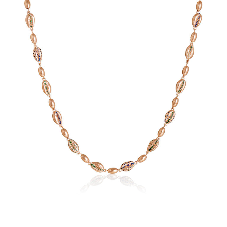 Cowrie Bead 18ct Gold Gemstone Necklace