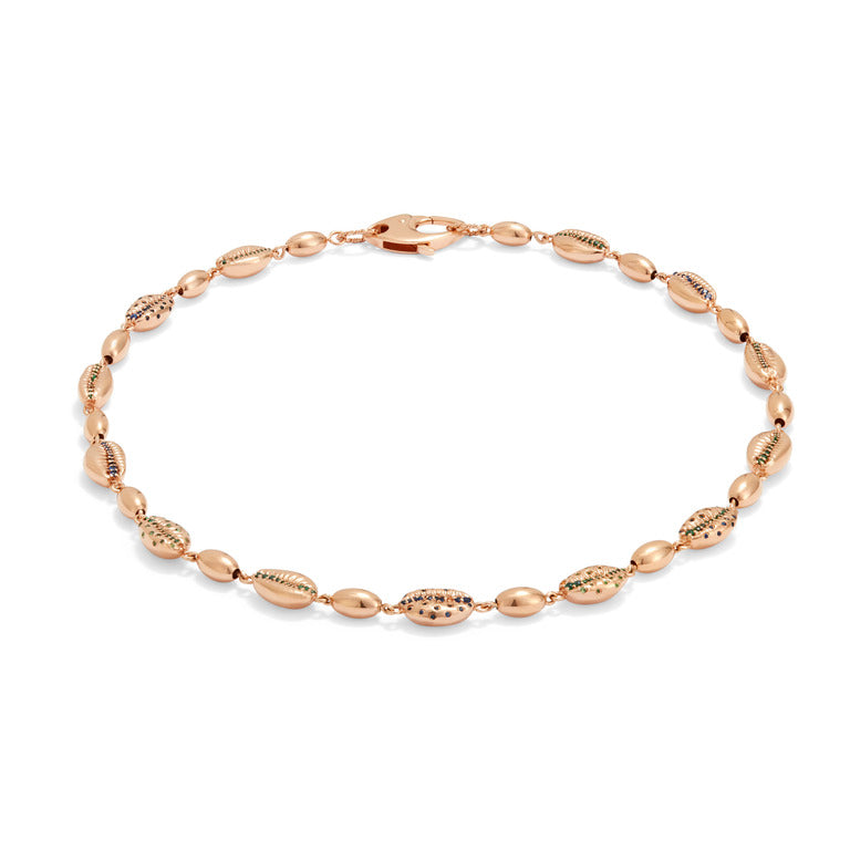 Cowrie Bead 18ct Gold Gemstone Necklace