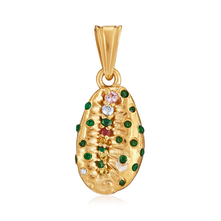Cowrie Bead 18ct Gold Pendant