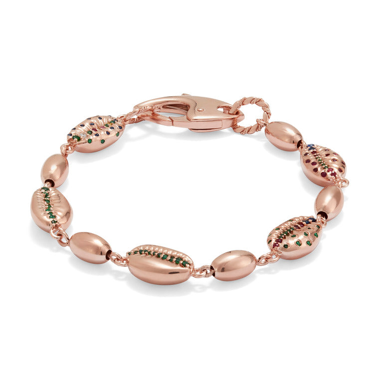 18ct Gold Cowrie Bead Gemstone Bracelet