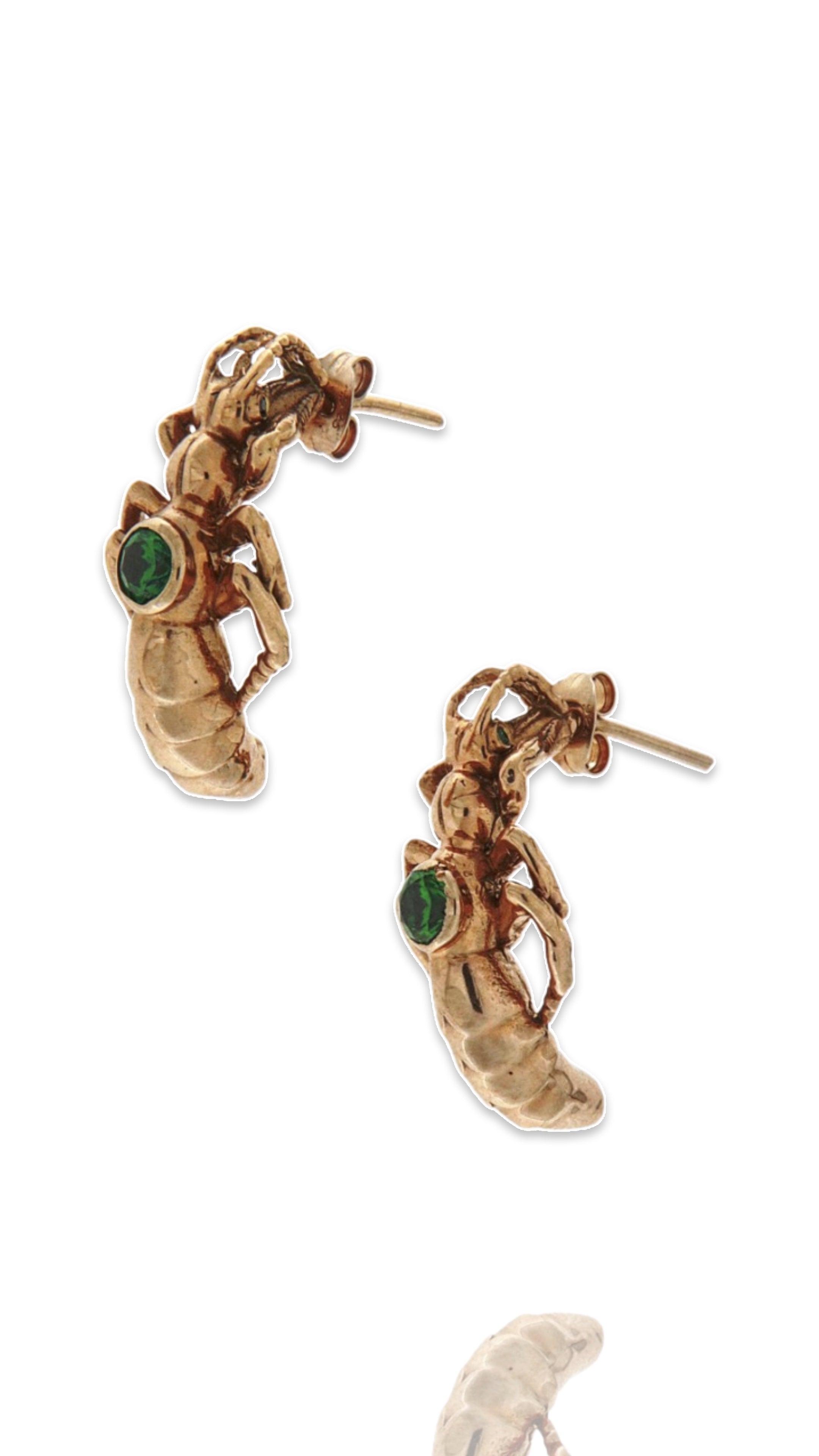 Sterling Silver Half Hoop Rove beetle earrings
