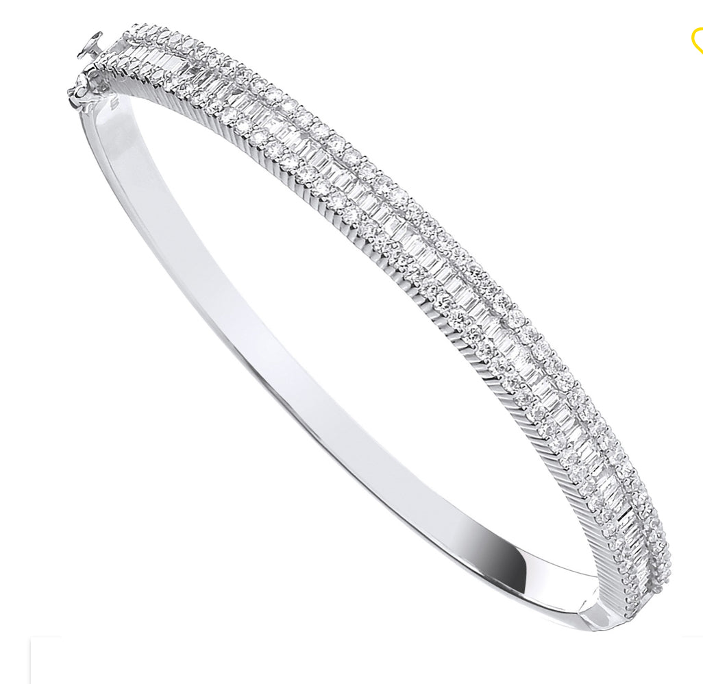 Piano Half Eternity 18ct Gold Bangle