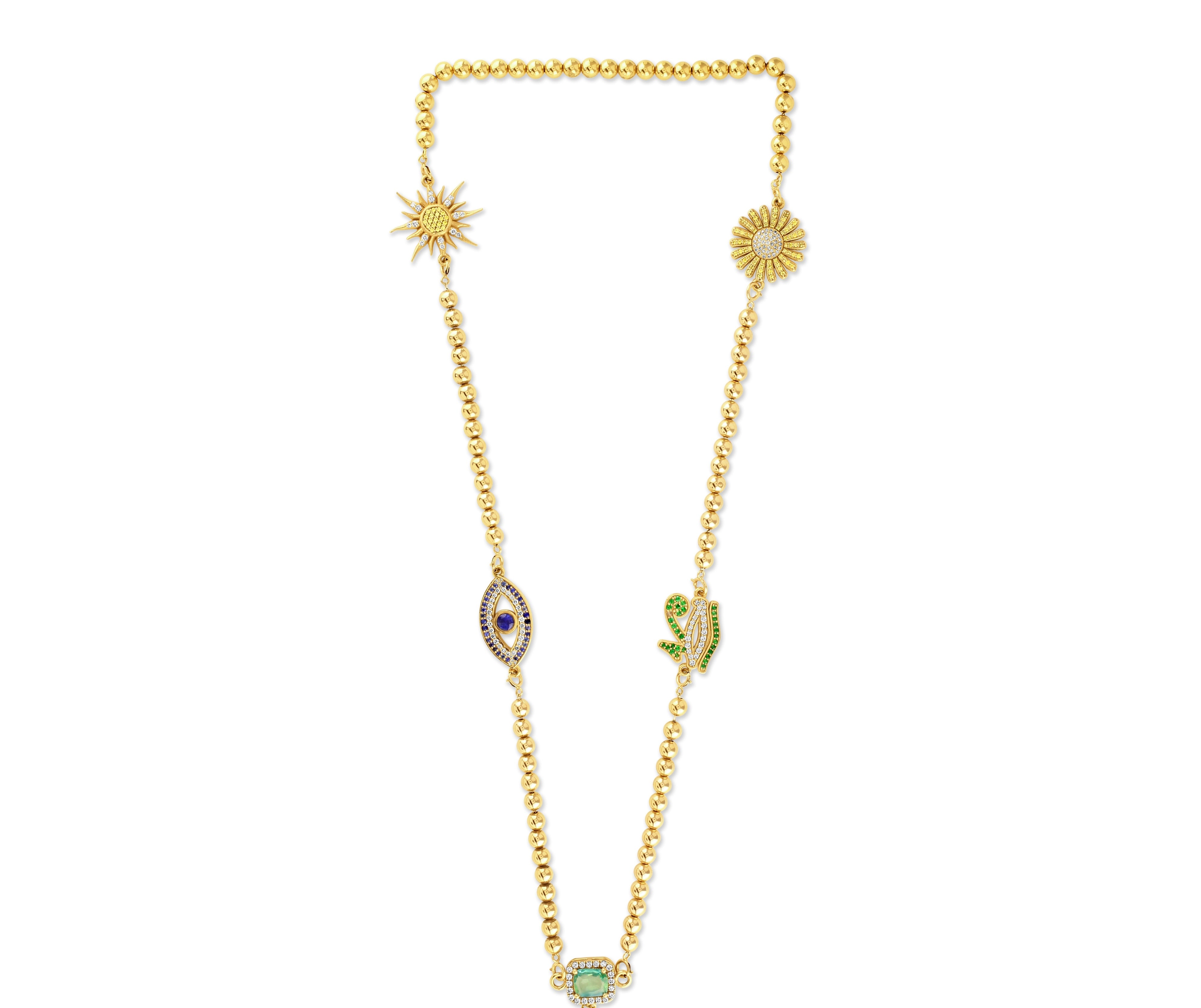 18ct gold Multi energy charm necklace