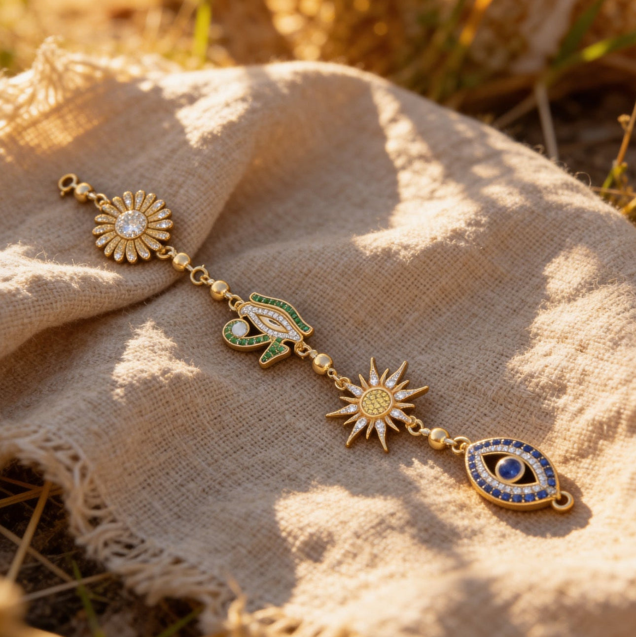 Multi-Energy 18ct Gold Charm Bracelet