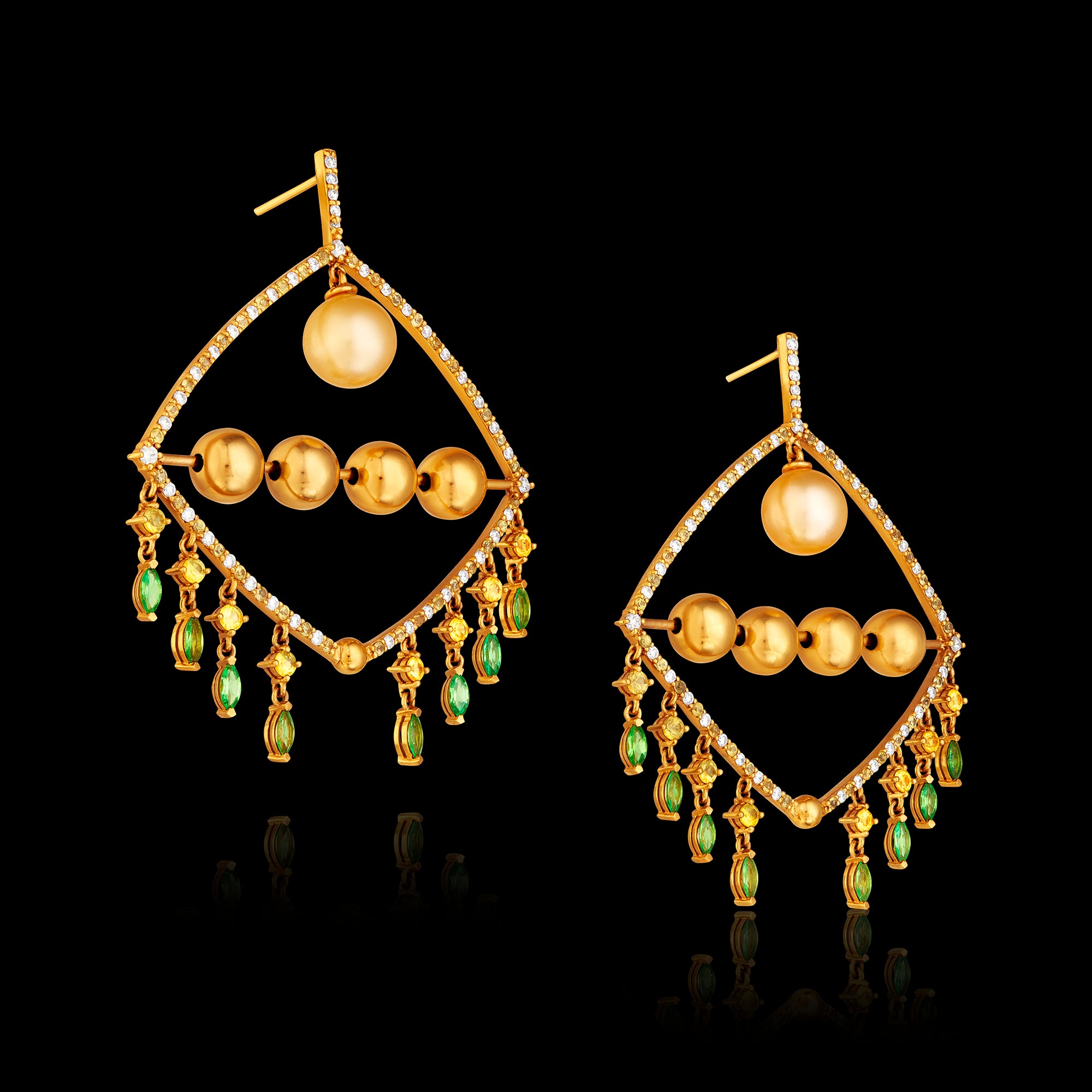 18ct gold Golden Nights Cocktail Earrings
