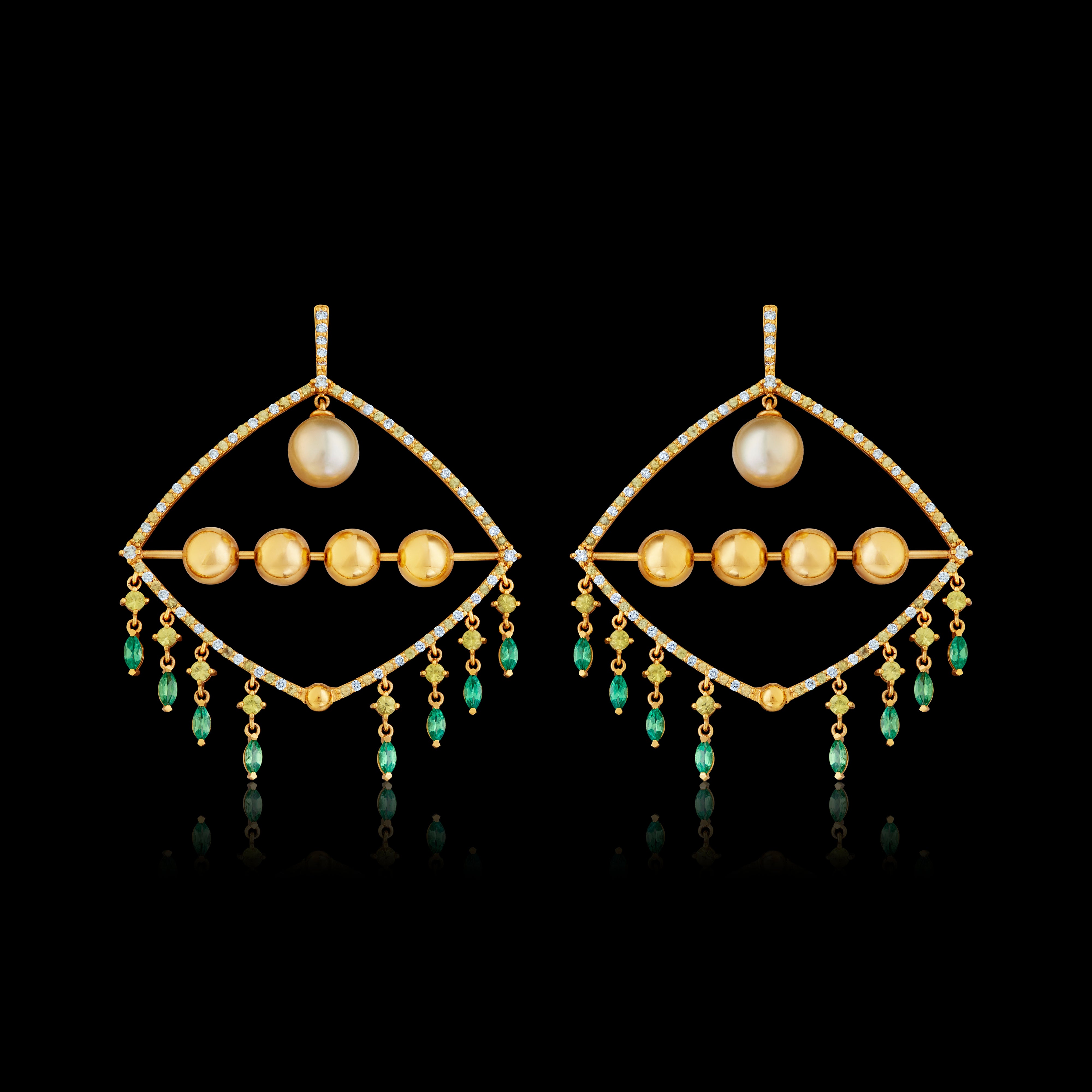 18ct gold Golden Nights Cocktail Earrings