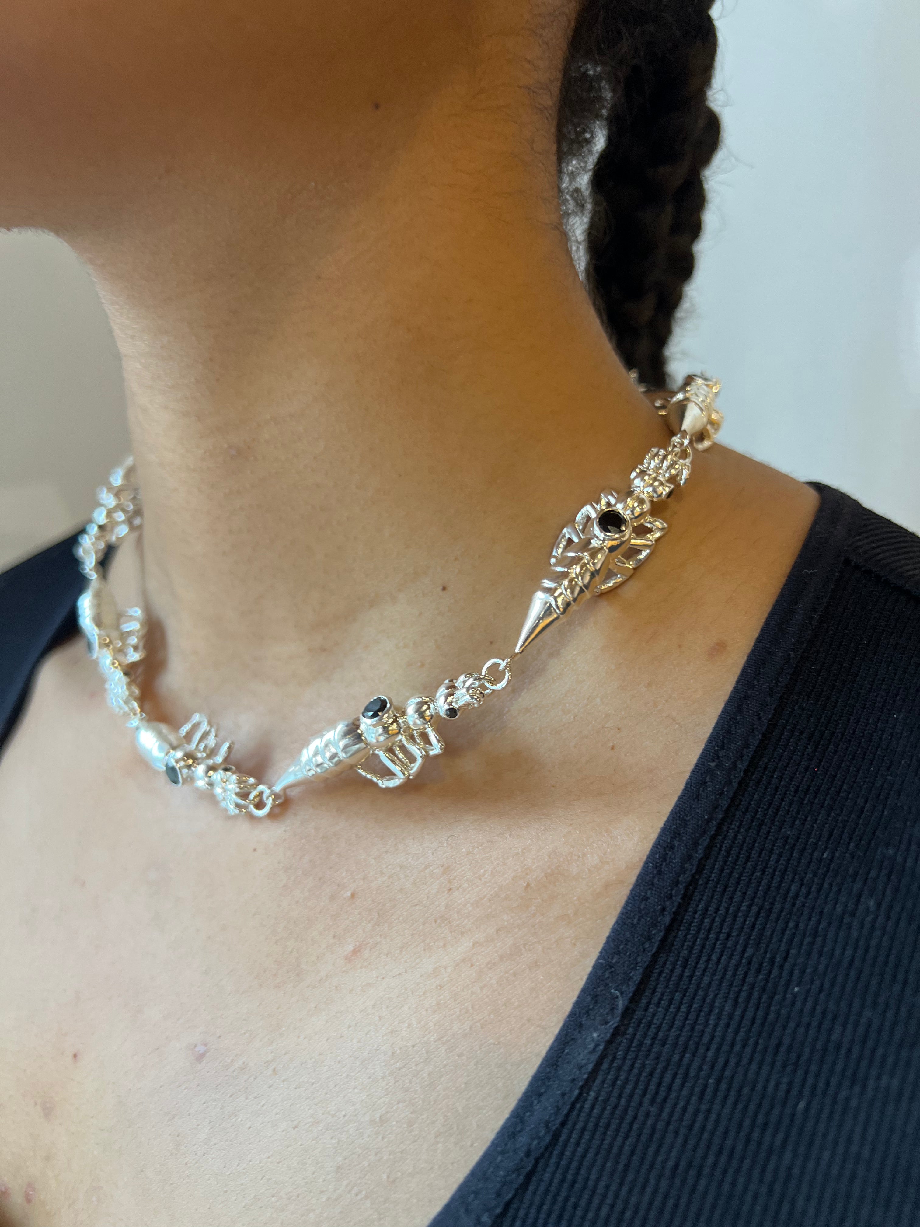 Sterling Silver Multi–African Rove beetle Necklace