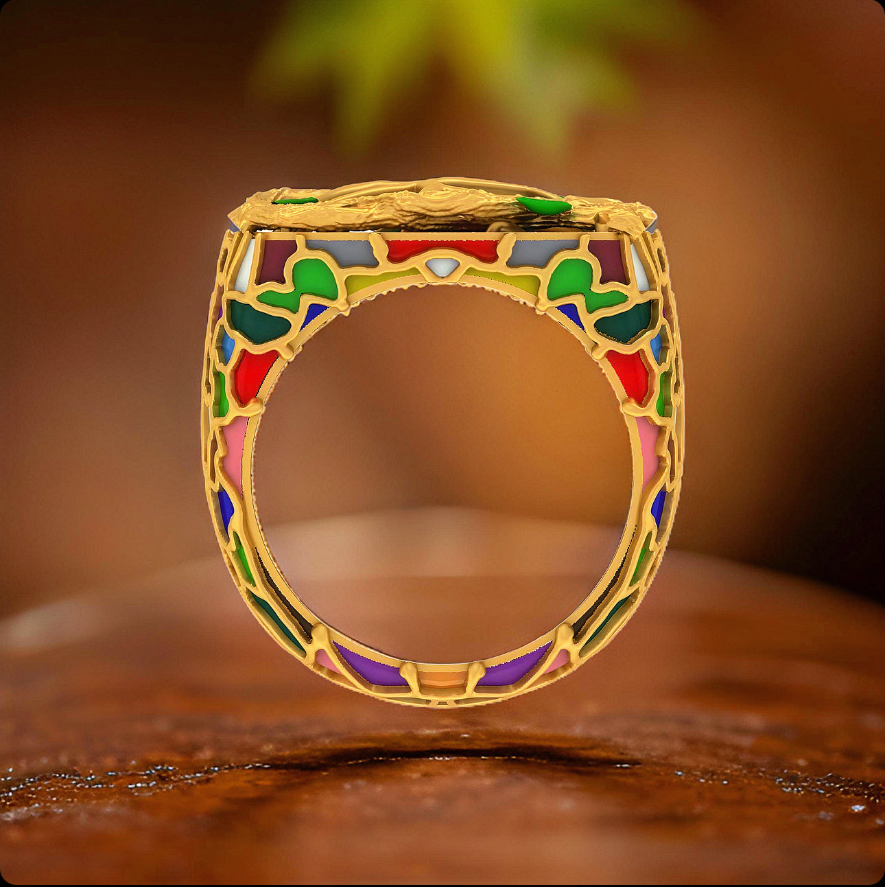 Jungle Splash Cloisonné’ Enamel Ring