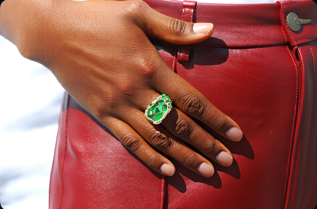 Jungle Splash "Avocado Green" Enamel Ring
