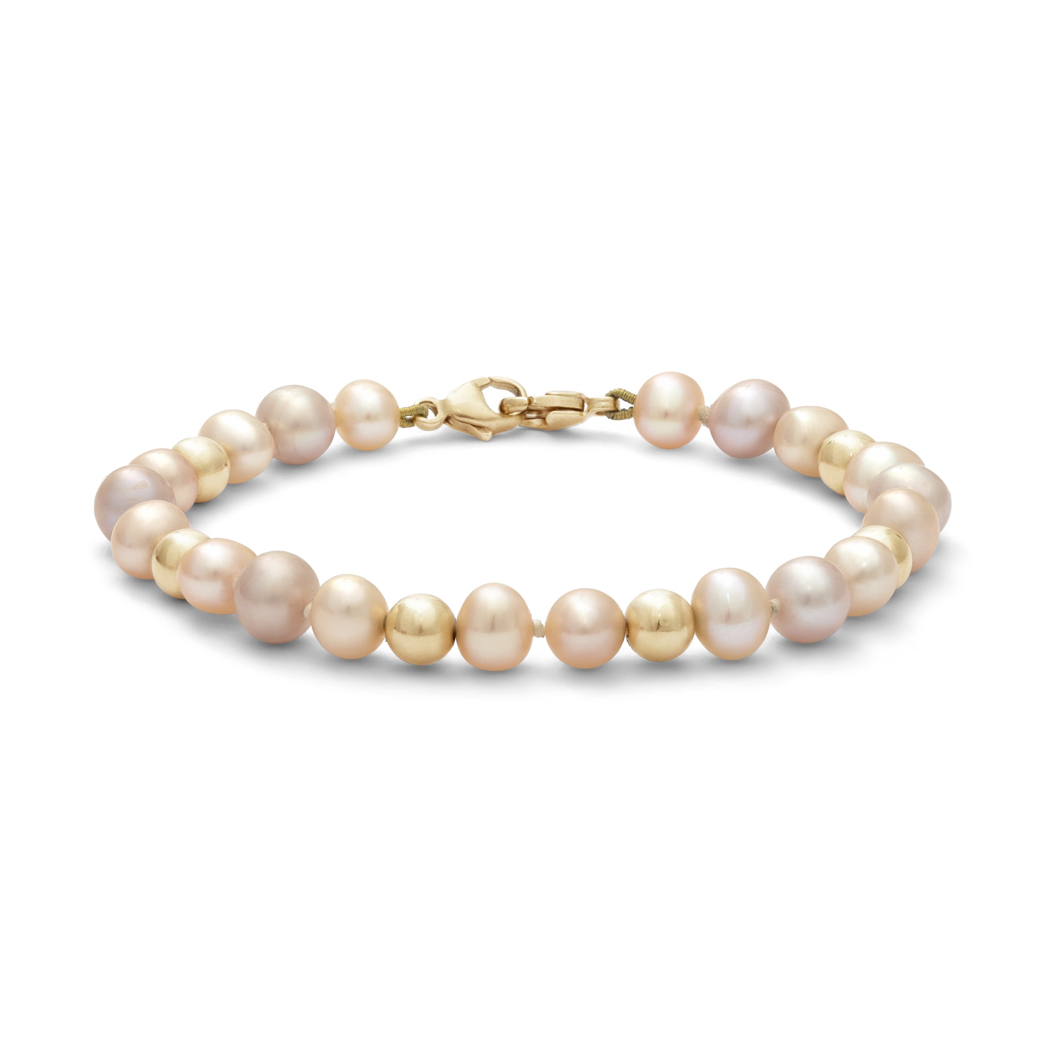Pink Pearls and 18ct gold bead bracelet