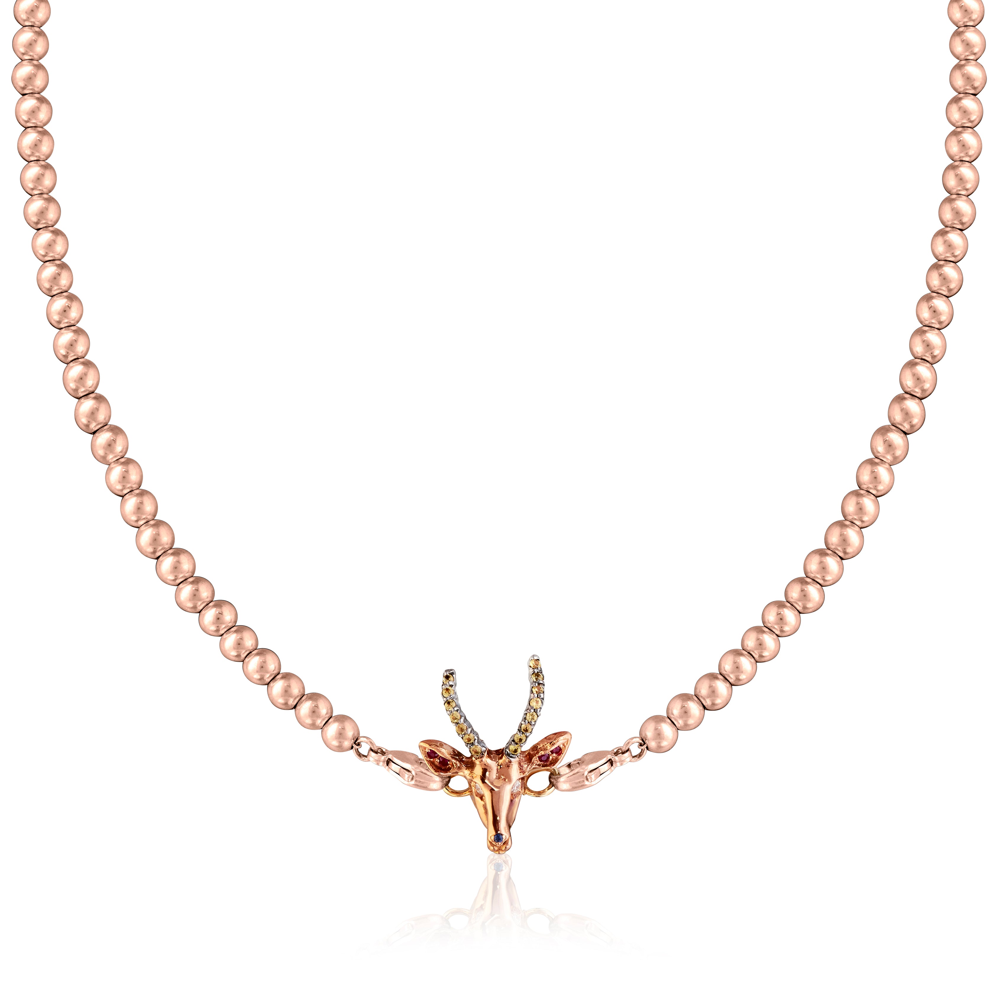 18ct Rose gold bead necklace